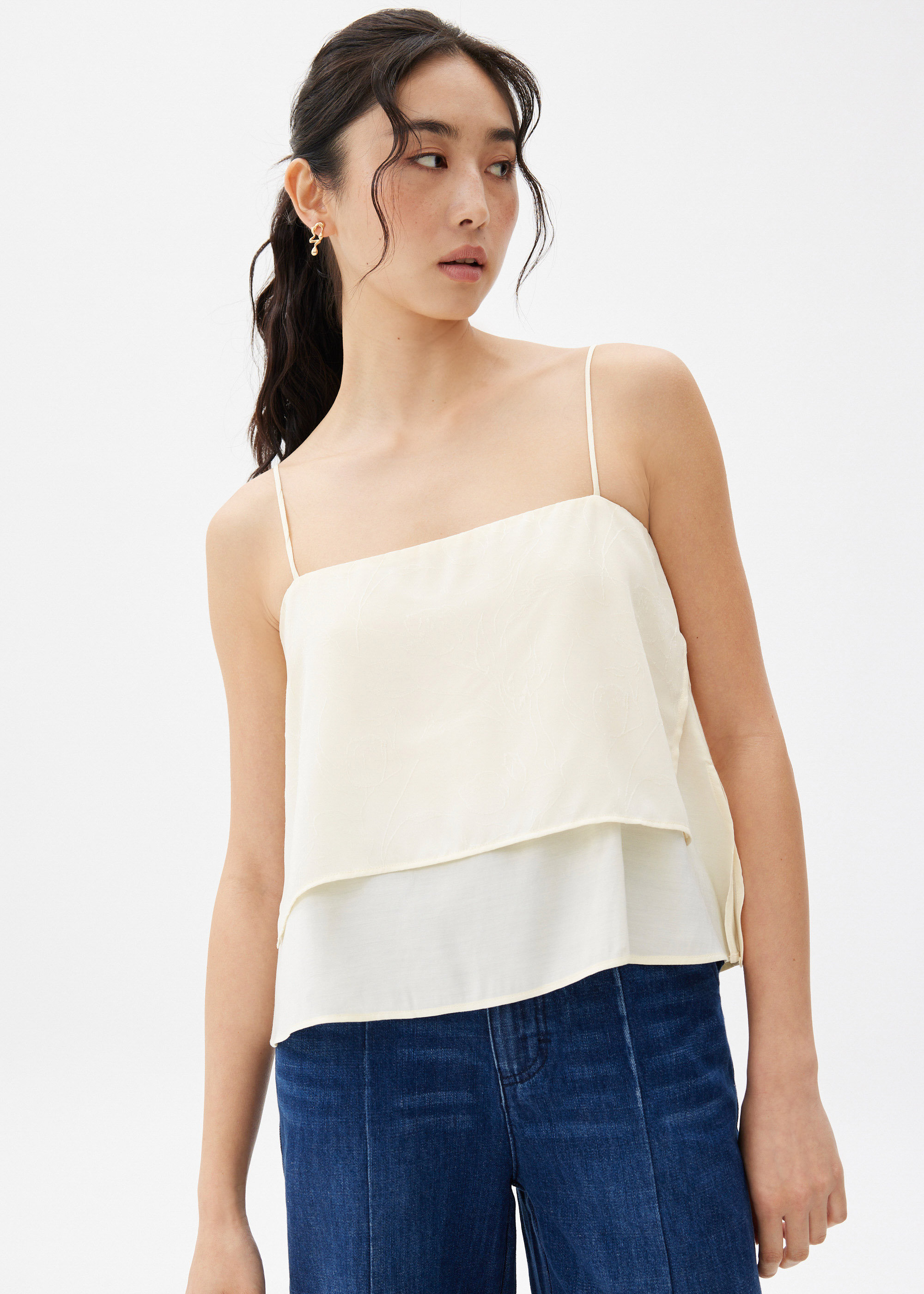 

Layered Satin Camisole Top-035-XS