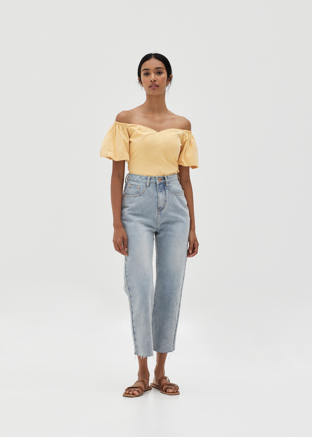 

Ezlyn Textured Off Shoulder Fitted Top-251-M