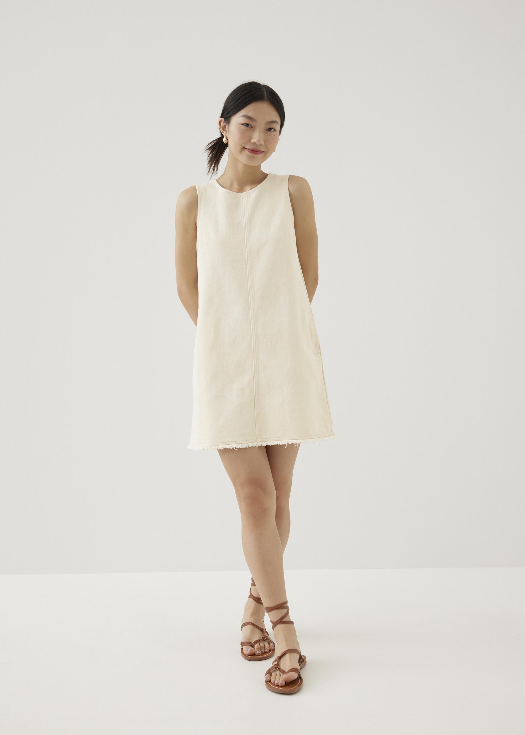 

Erise Cotton Shift Mini Dress-106-S