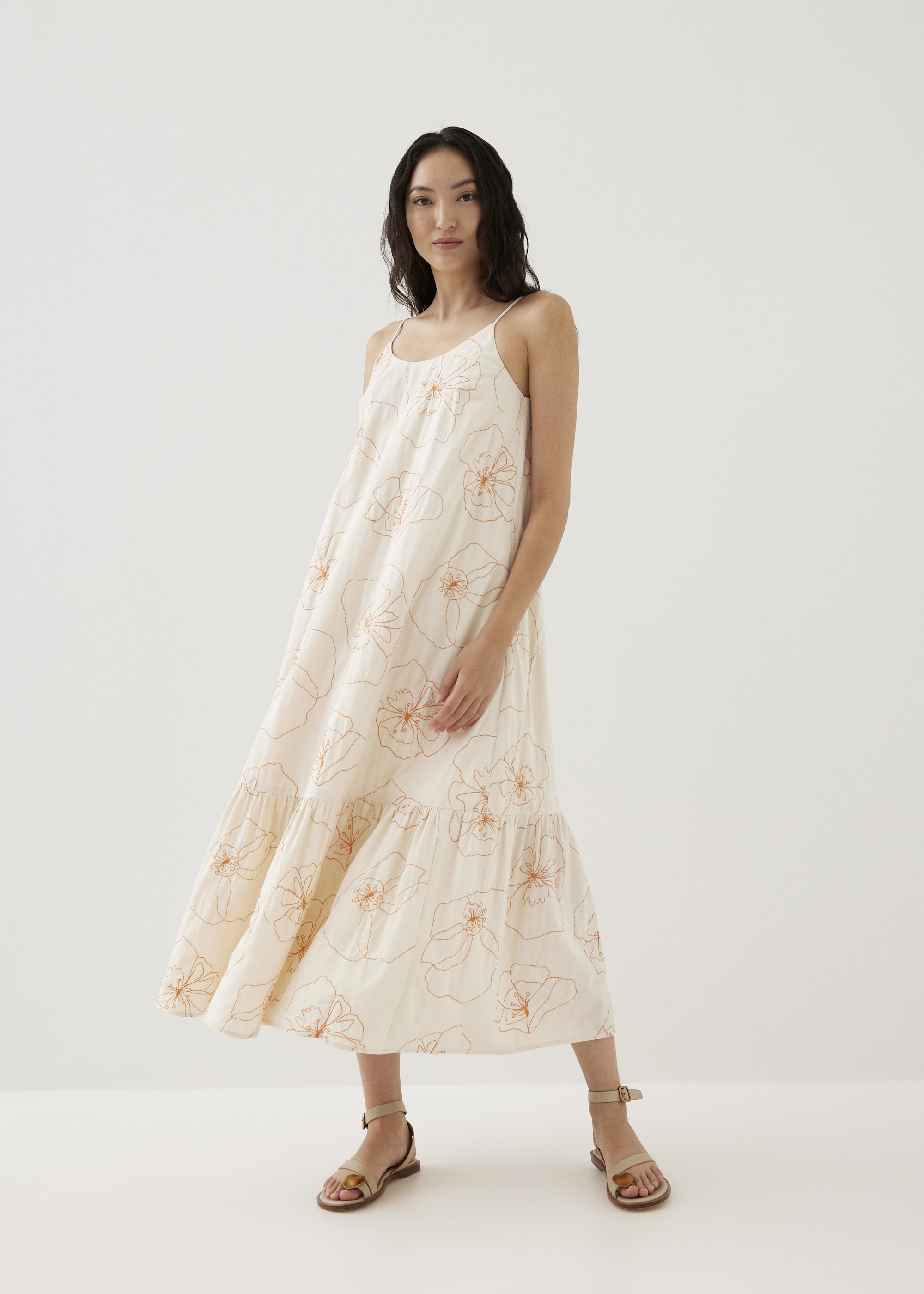 

Philippa Embroidered Ruffle Maxi Dress in Rekindled Blooms-035-S