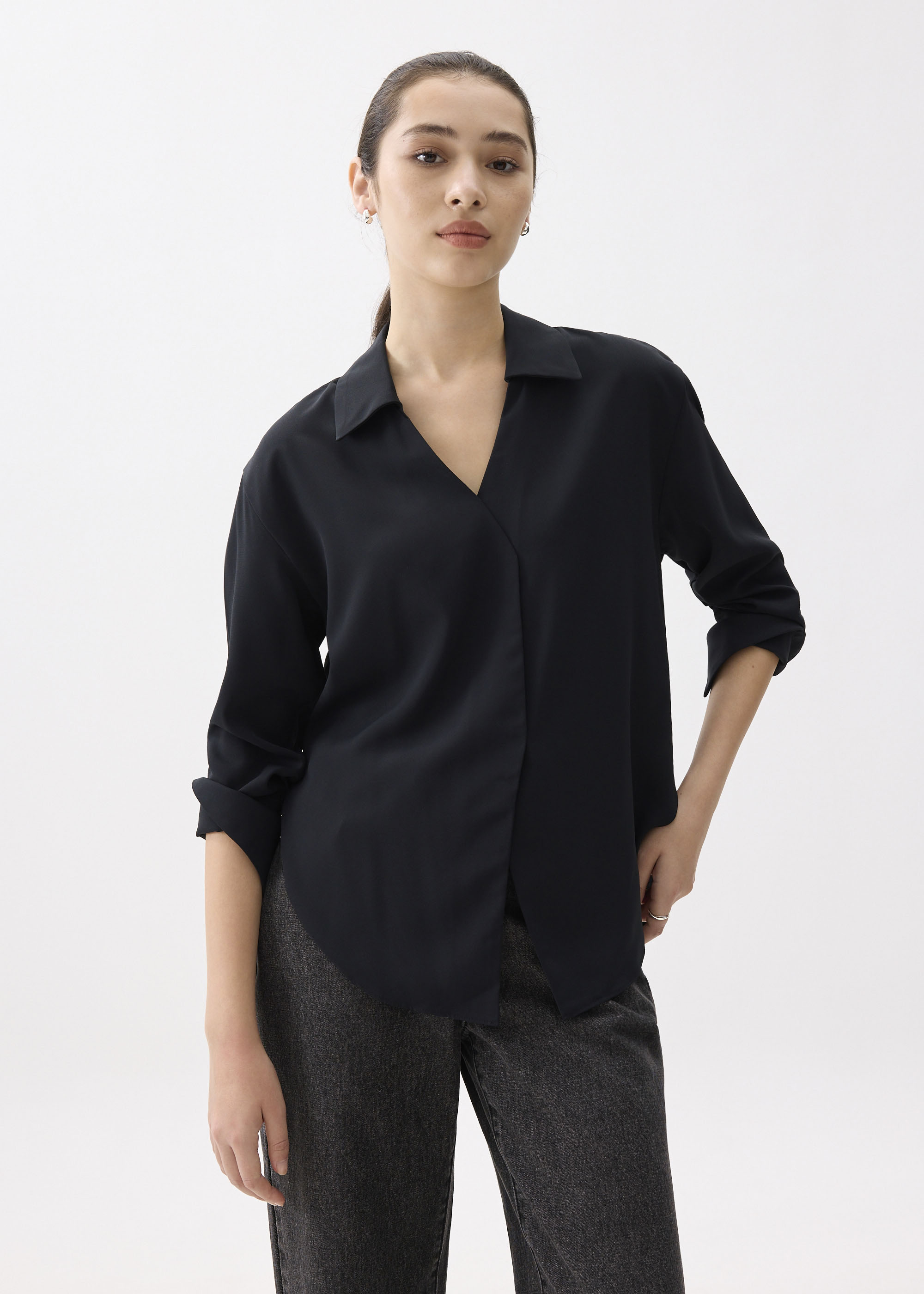 

RuchedReady® Ily Notch Collar Blouse-014-XXL