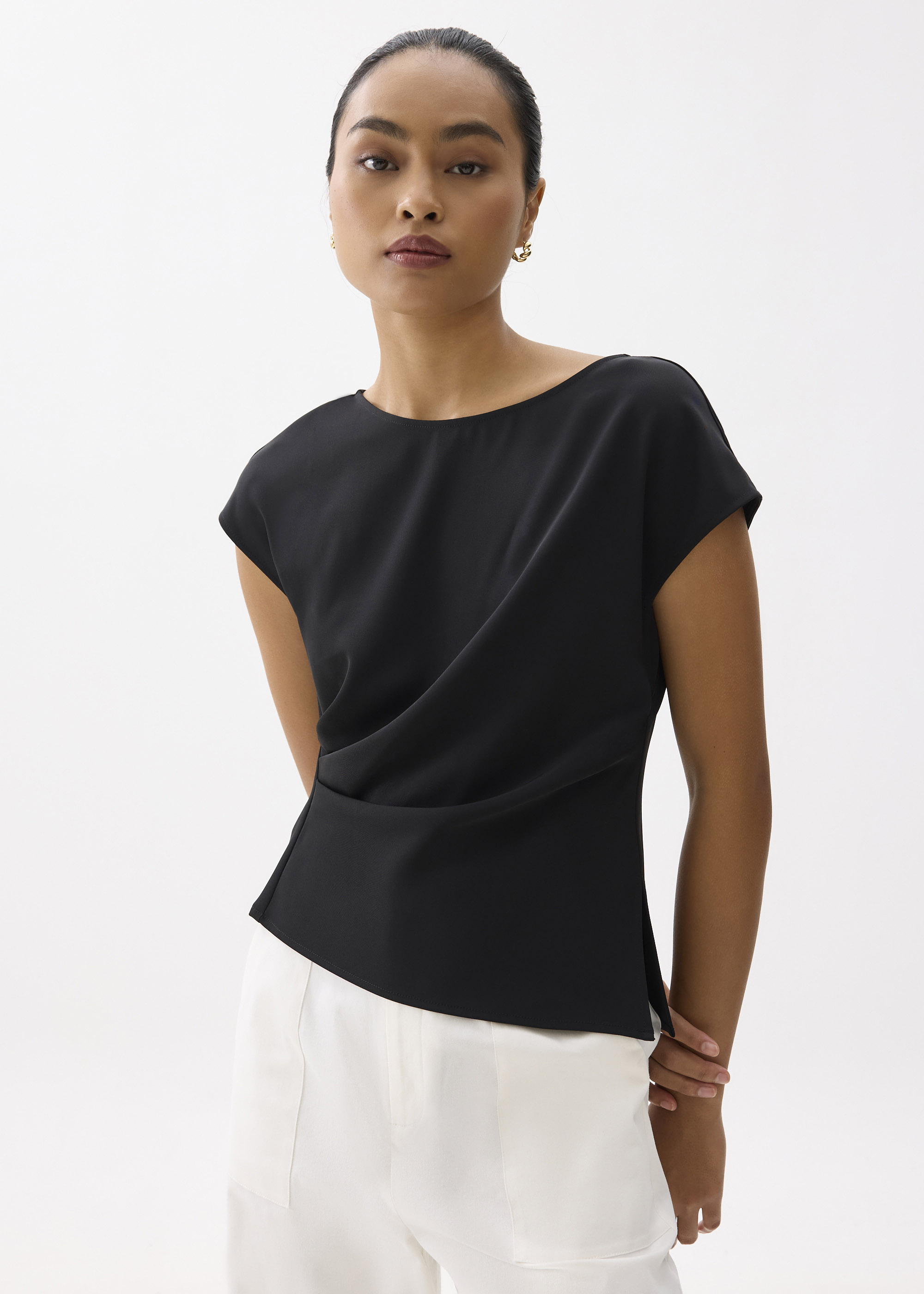 

Rhea Boat Neck Drape Blouse-014-XXS