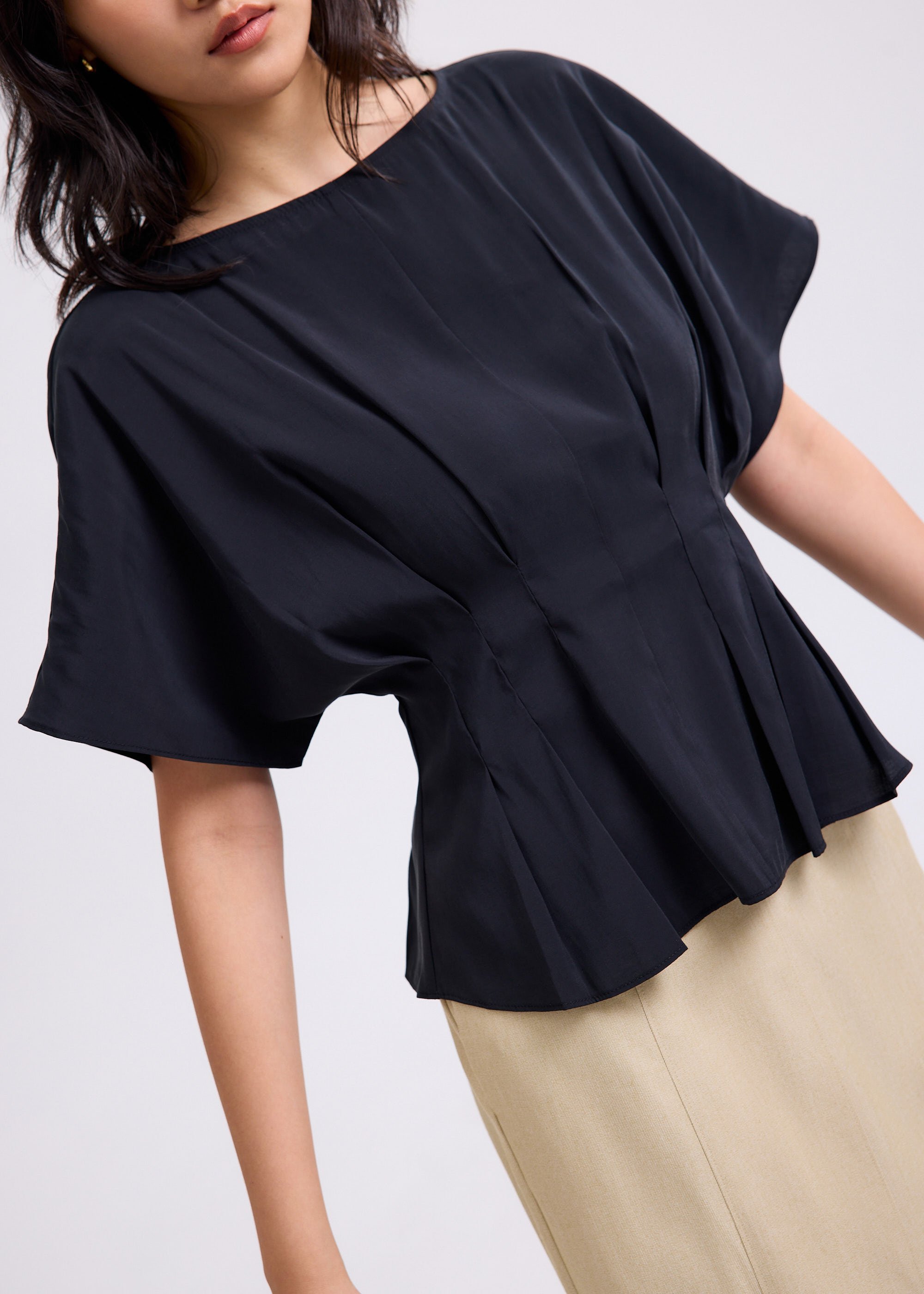 

Mariko Boat Neck Peplum Kimono Blouse Love, Bonito
