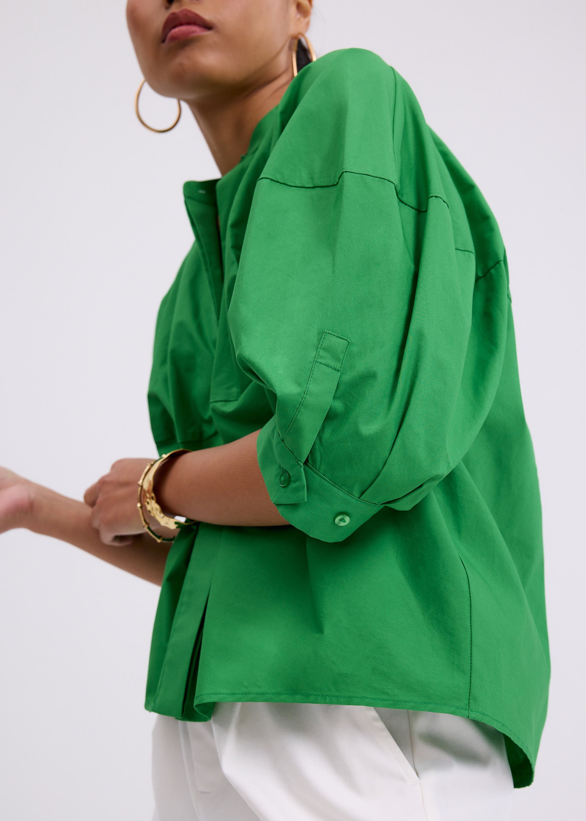 

Meiying Relaxed Poplin Mandarin Collar Shirt Love, Bonito