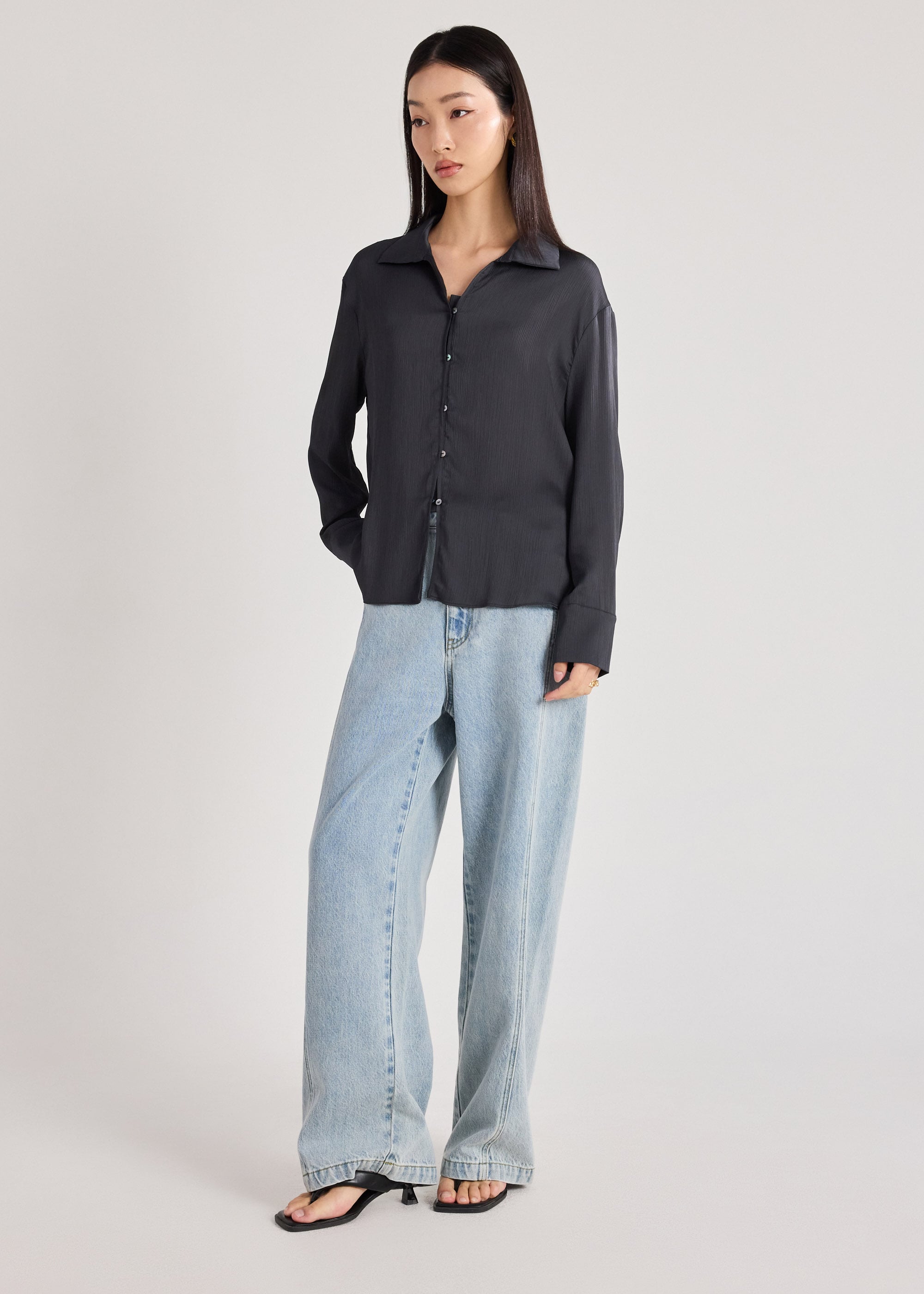 RuchedReady® Crinkle Satin Shirt Love, Bonito