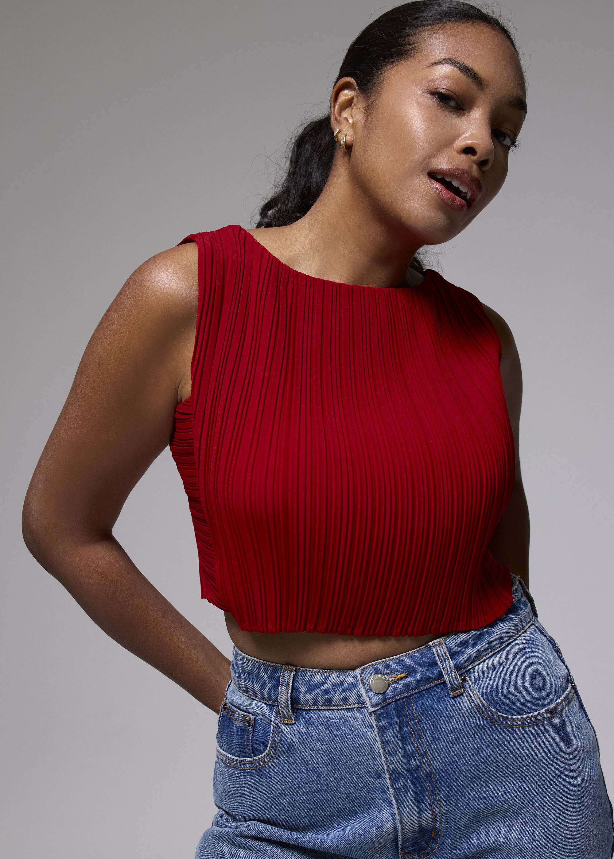 

Dez Pleated Boat Neck Crop Top-020-XXS