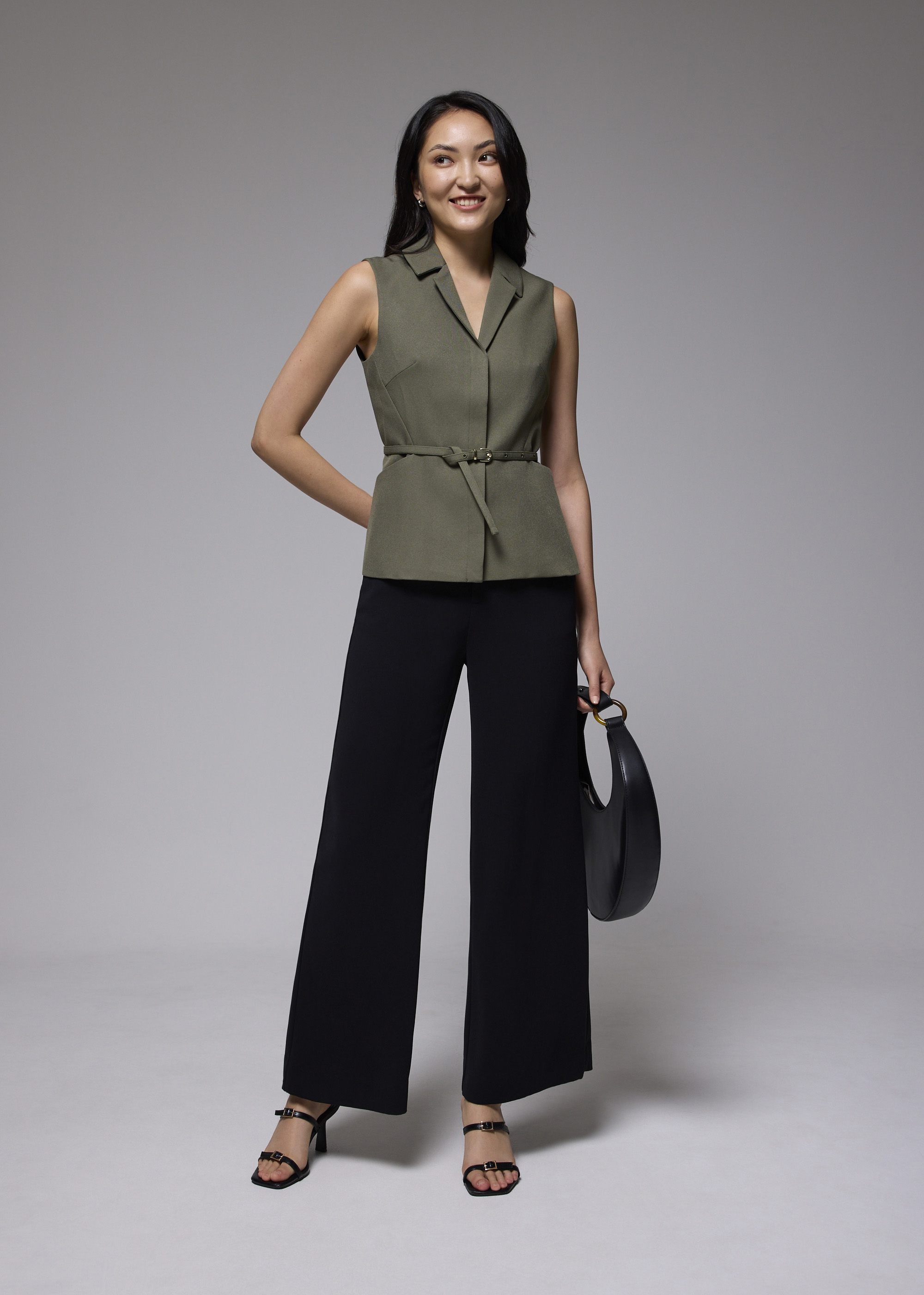 

Ling Belted Tailored Vest-079-XXS