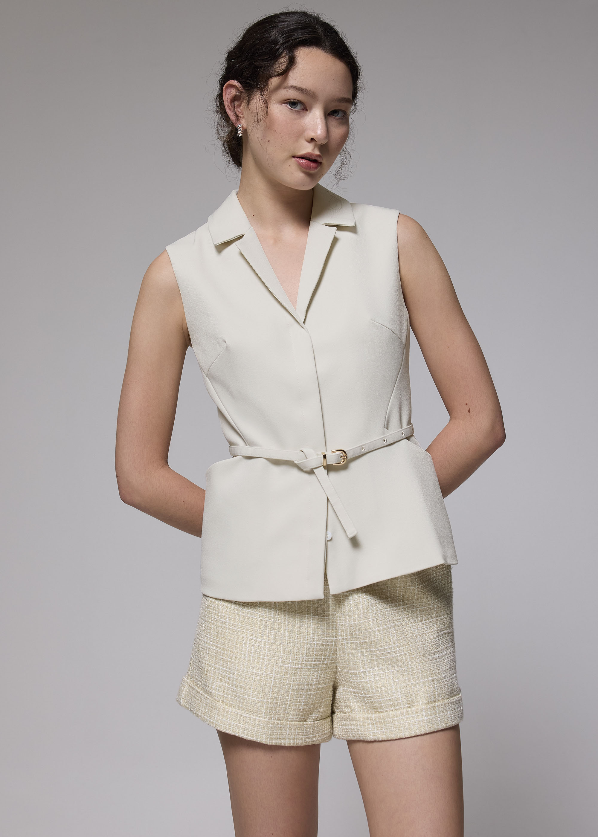 

Ling Belted Tailored Vest-106-XXS