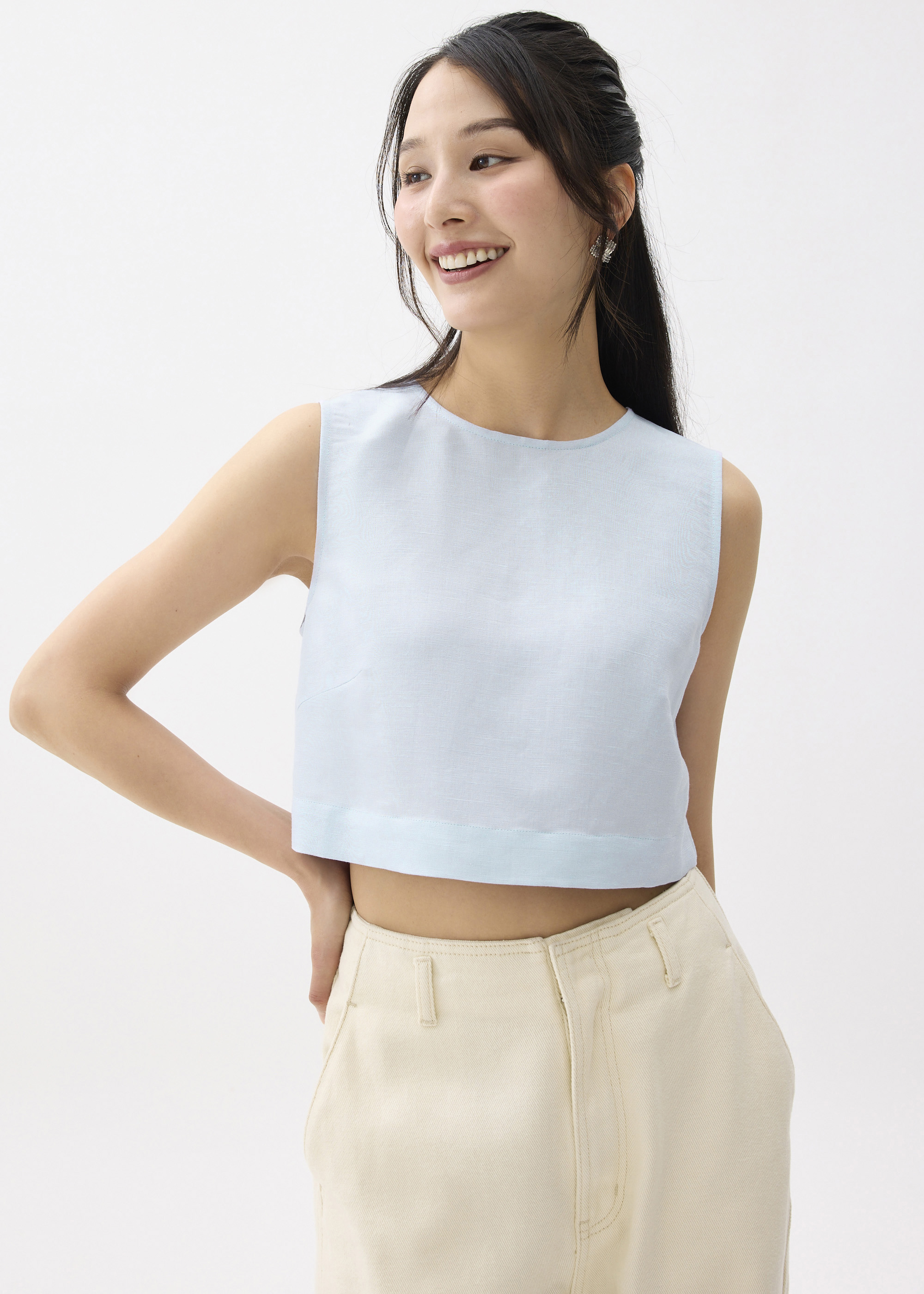 Liana Linen Crop Shell Top-121-XXL