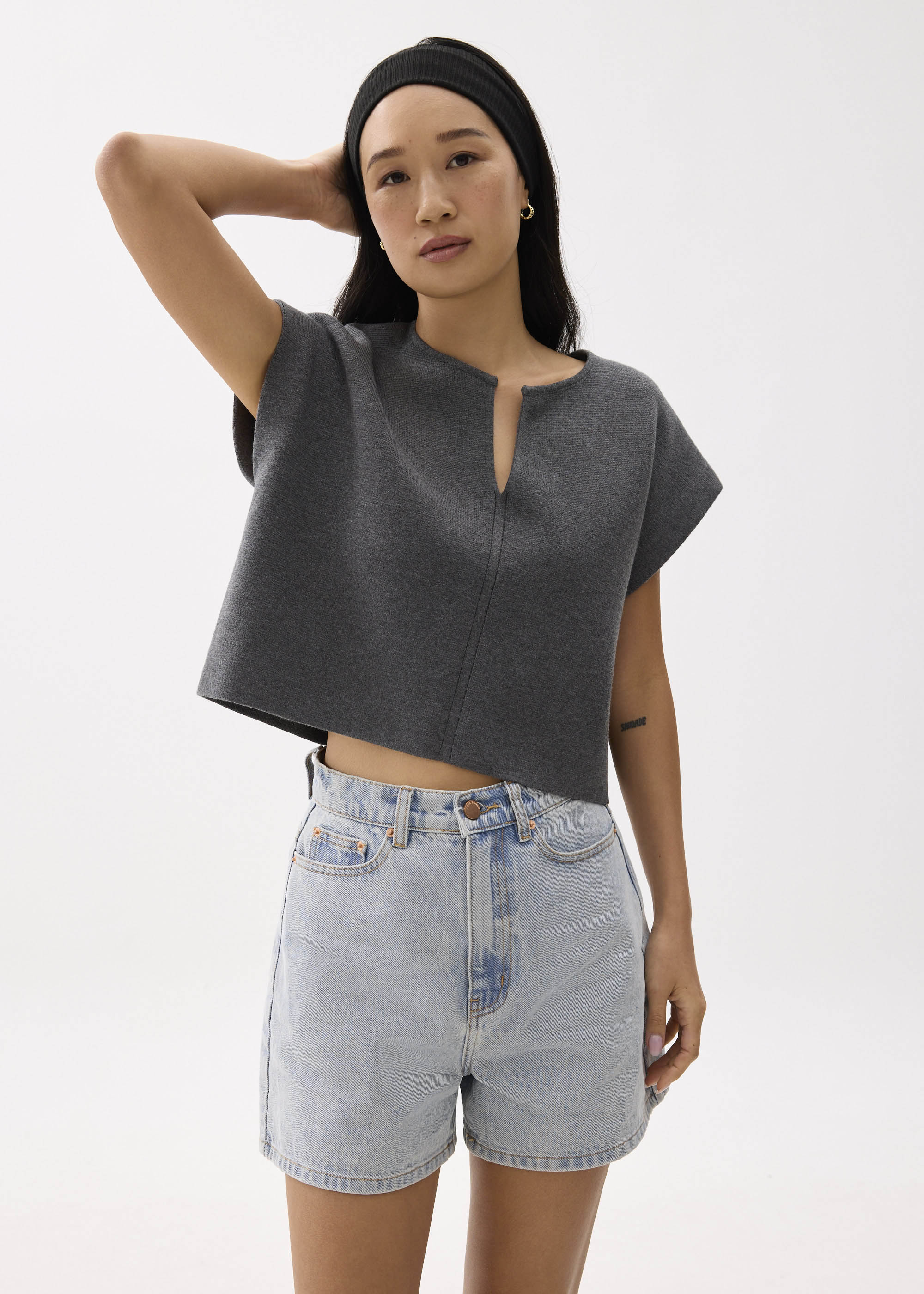 

Emiko Relaxed Knit V-neck Wrap Top