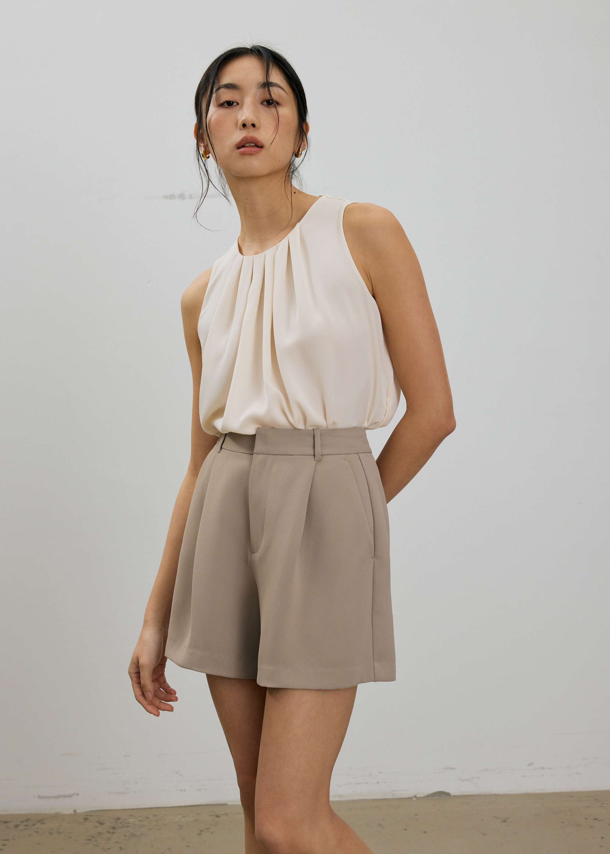 

Amy Satin Pleated Top-437-S