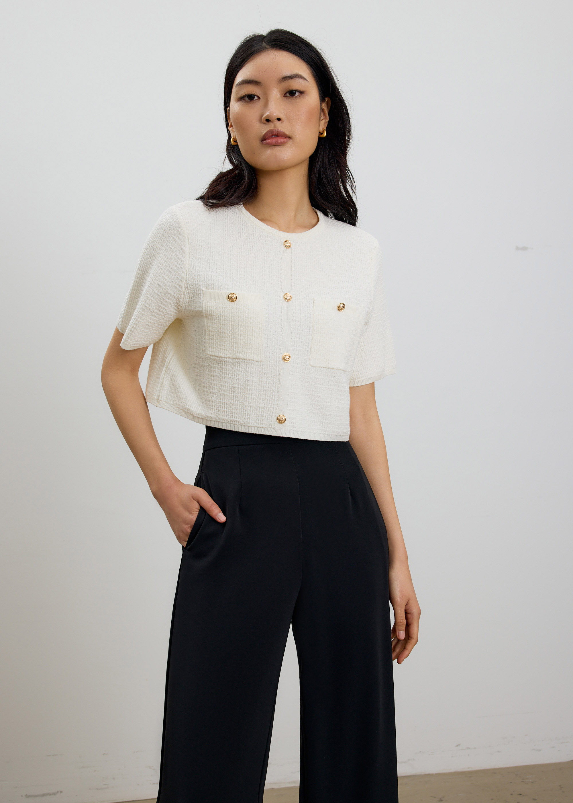 

Yoko Boxy Textured Knit Top-106-XXS