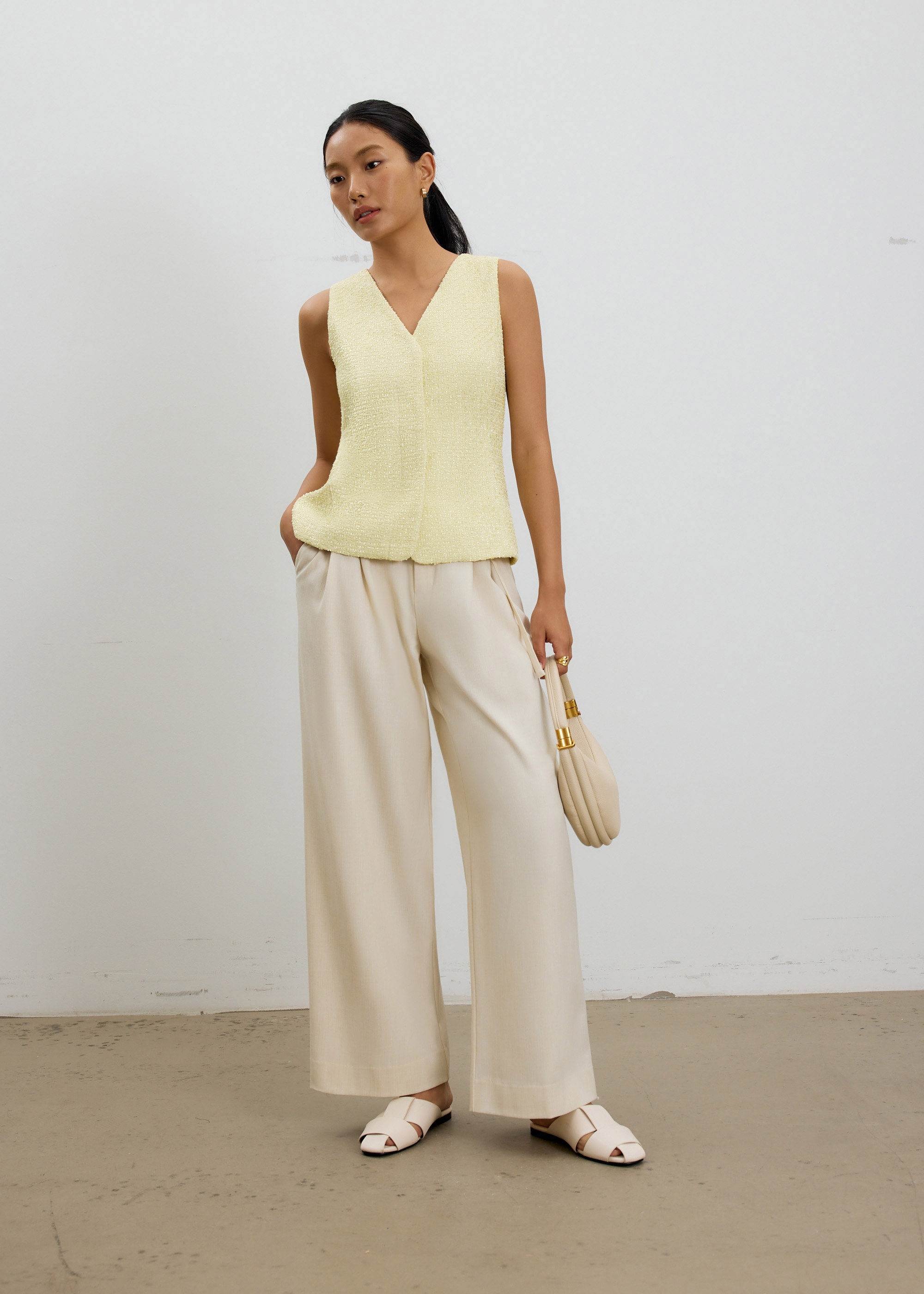 

Fumiko Ribbon Tweed Vest Top-440-M