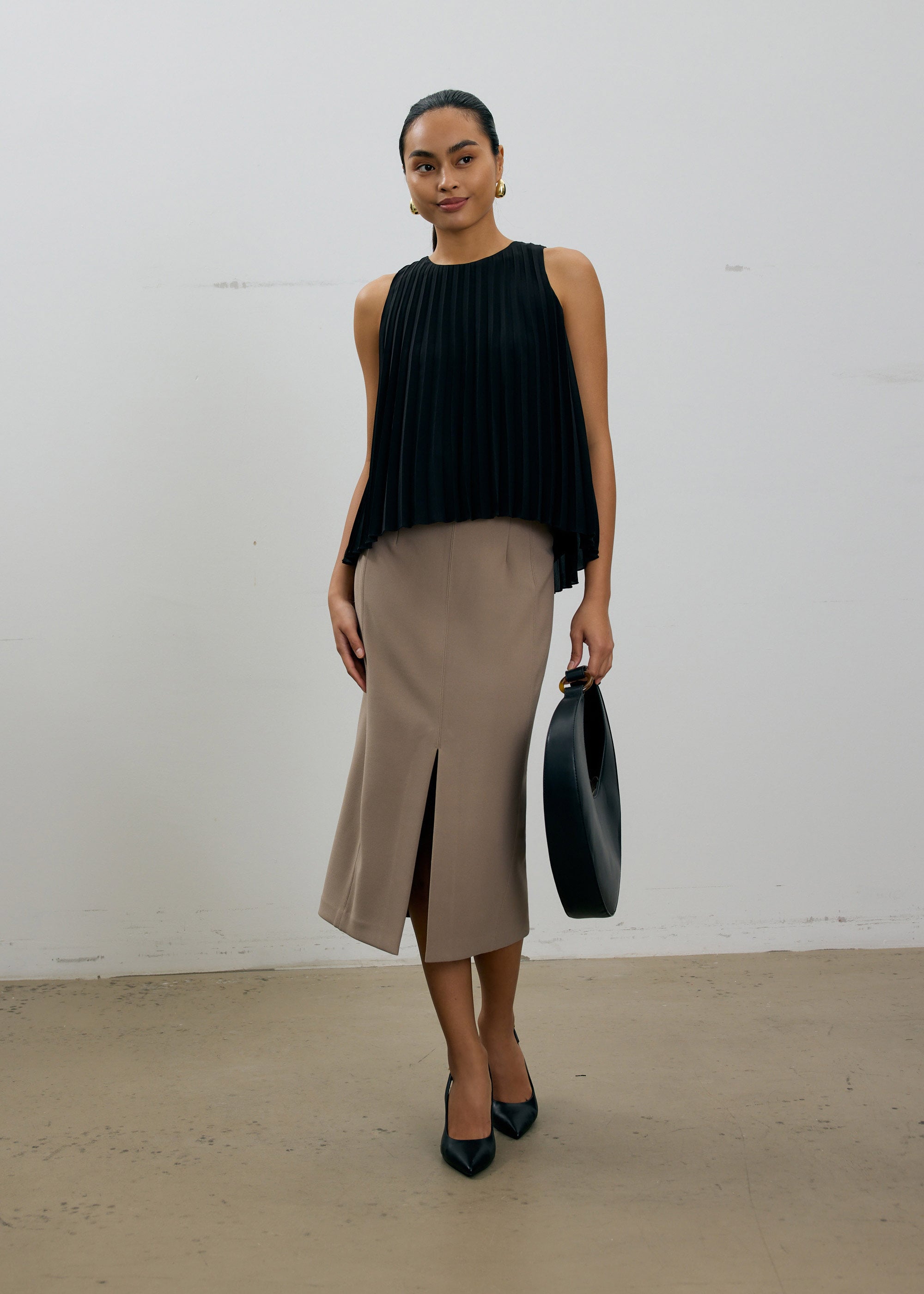 Wei Sunray Pleated Trapeze Shell Top Love, Bonito