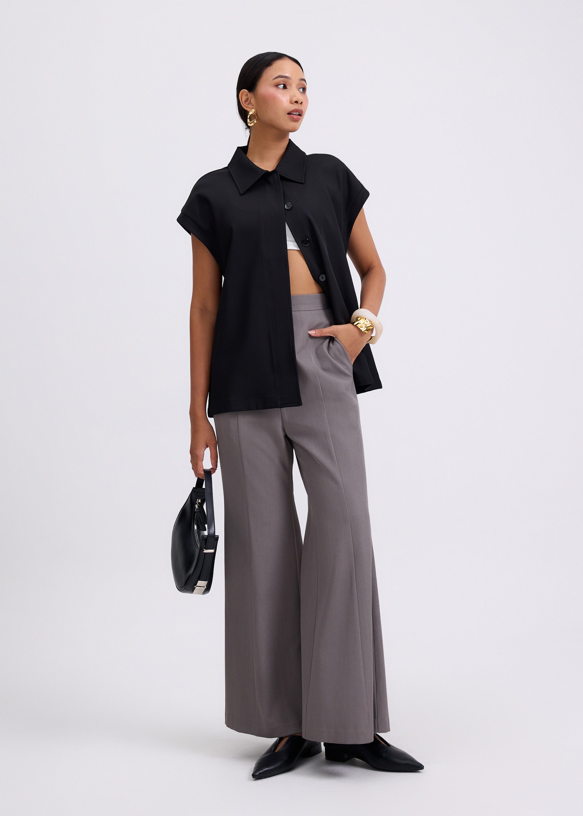

Aster Detachable Sash Tailored Tunic Vest Top