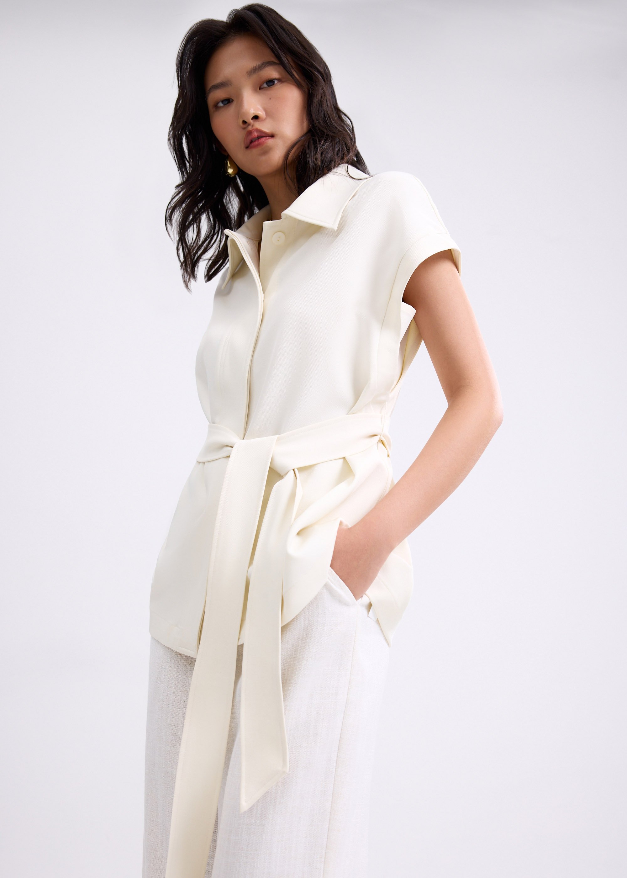 

Aster Detachable Sash Tailored Tunic Vest Top Love, Bonito