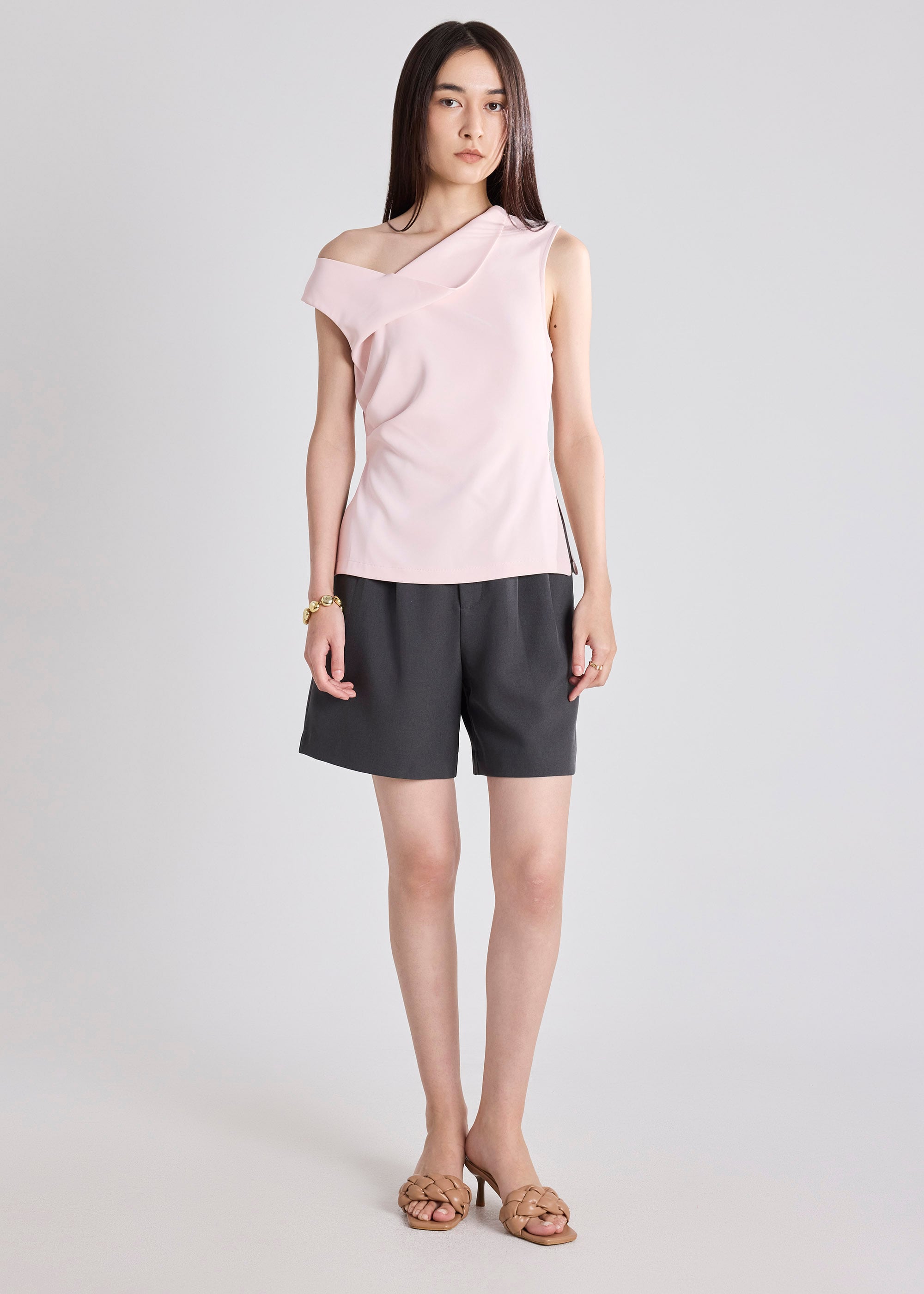 Crepe Origami Neck Top Love, Bonito: retailer-supplied image