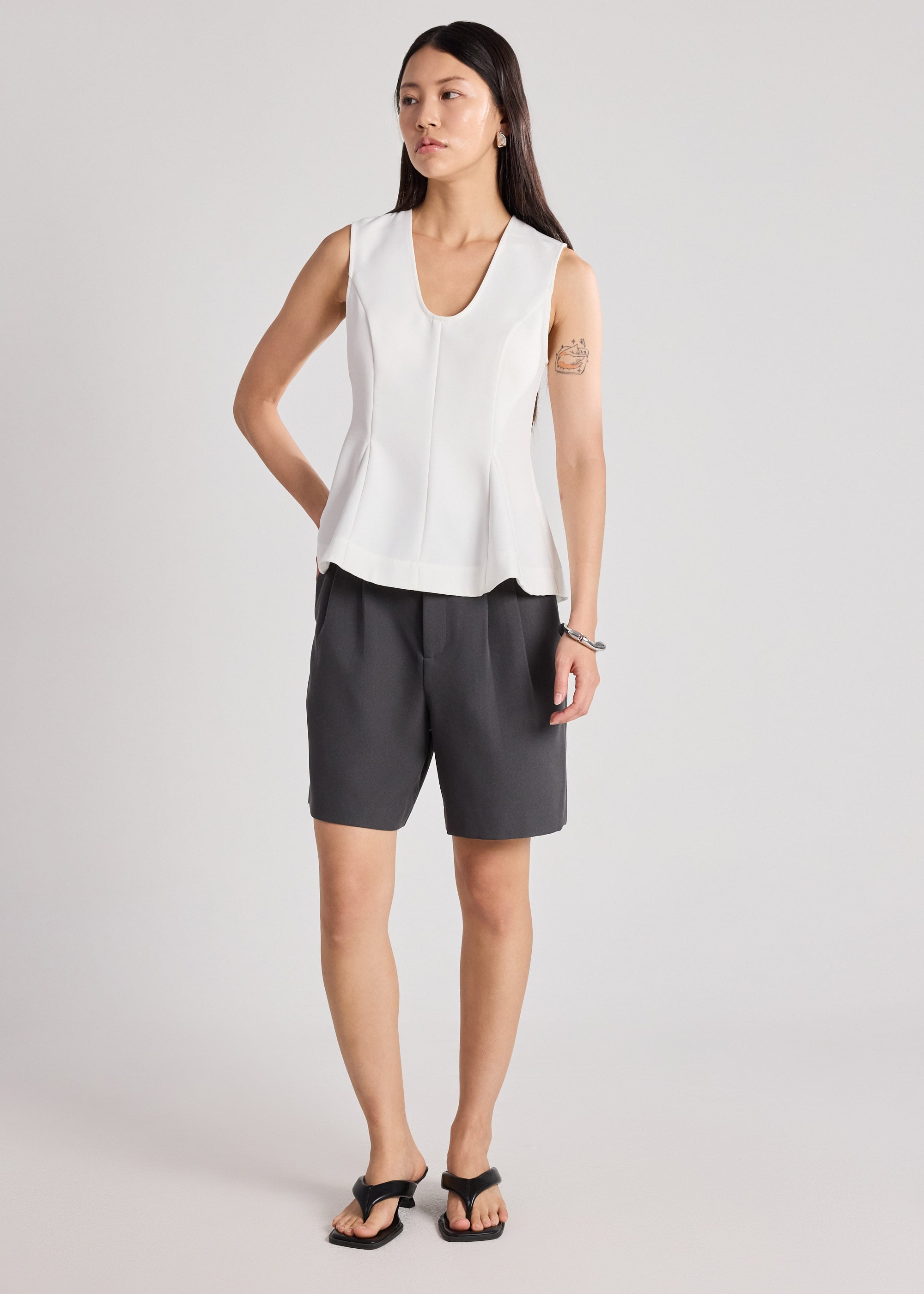 Scoop Neck Peplum Top Love, Bonito: retailer-supplied image
