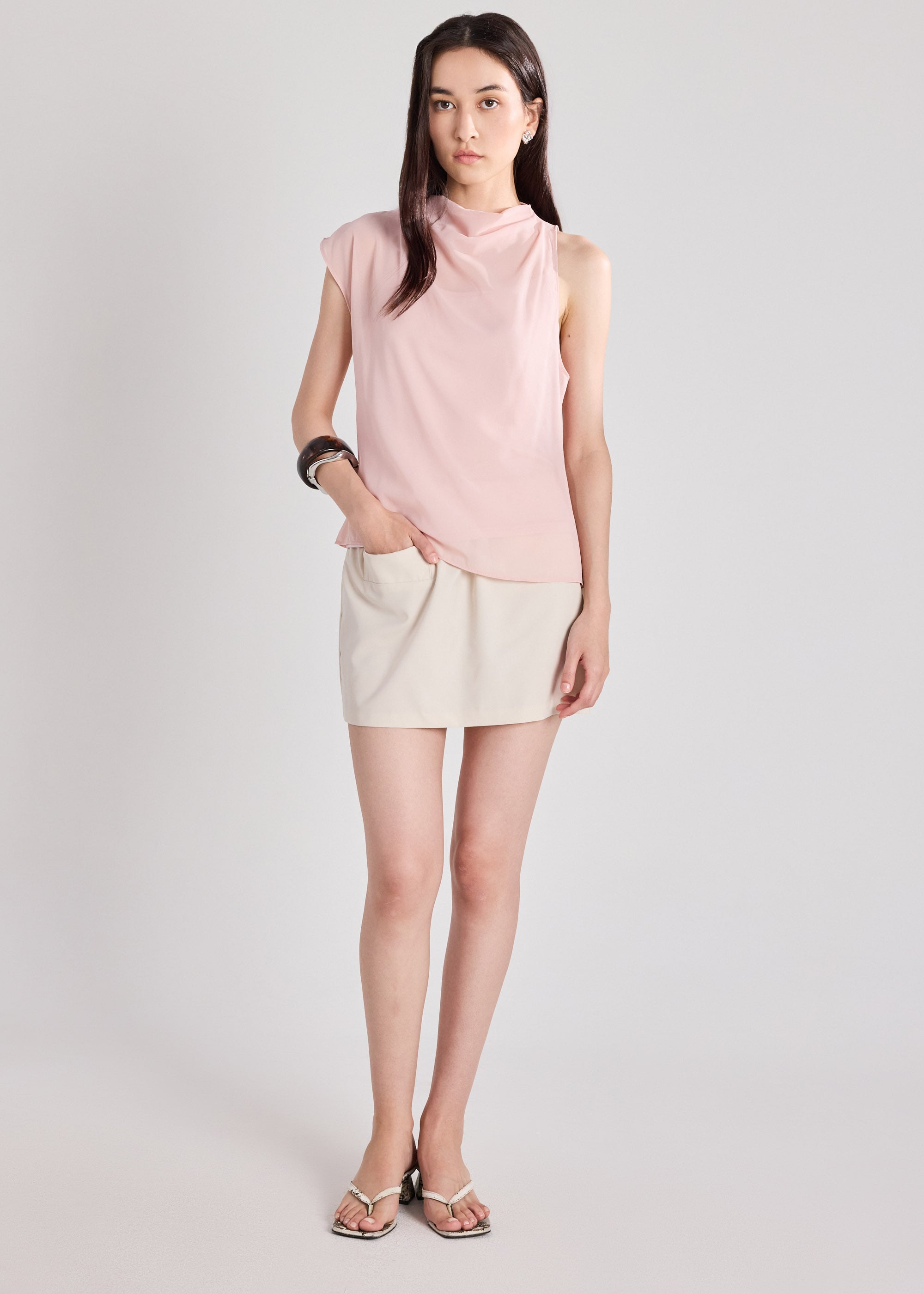 Georgette Asymmetric Drape Top Love, Bonito: retailer-supplied image