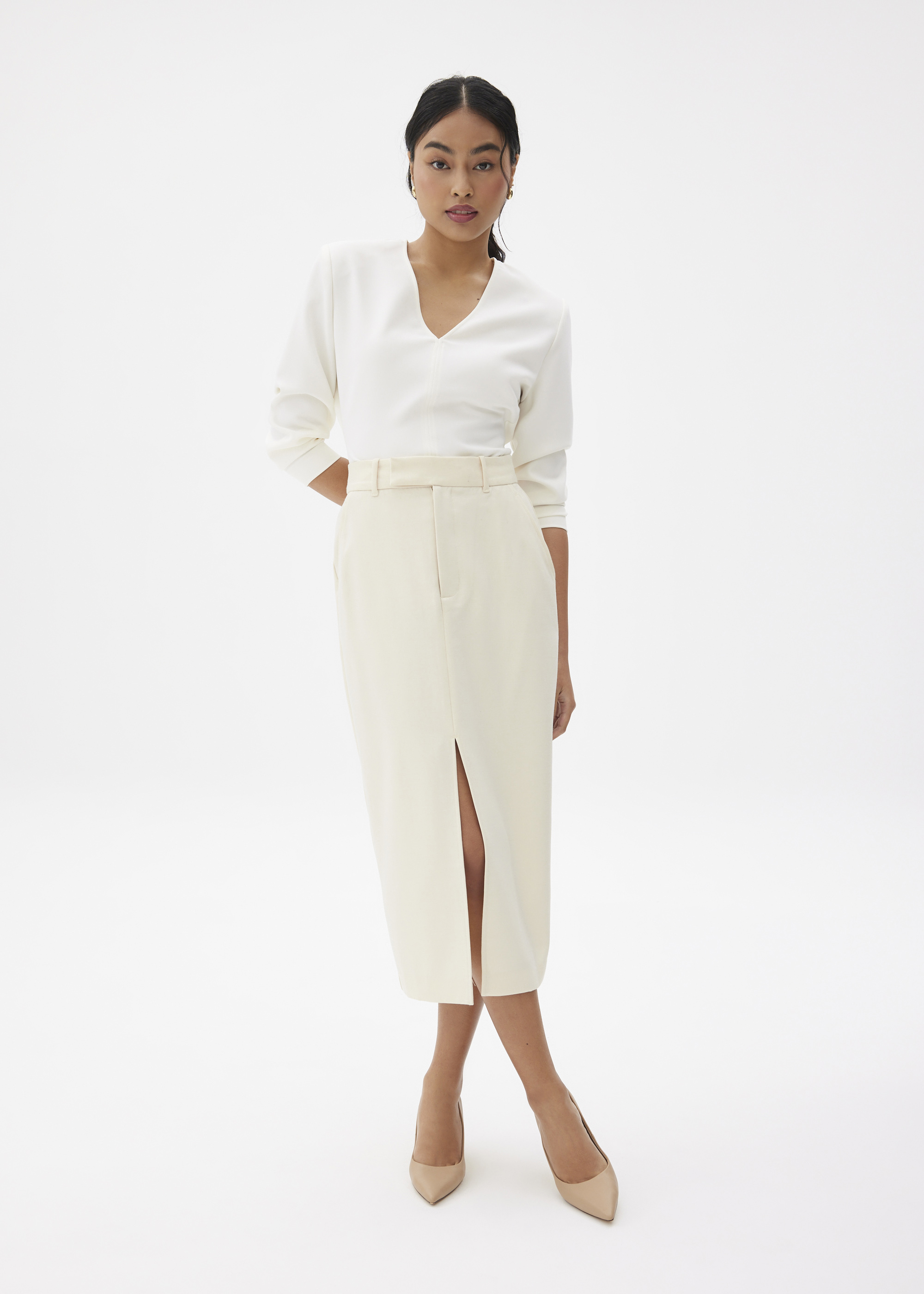 

Iman Tailored Column Midi Skirt-035-XL