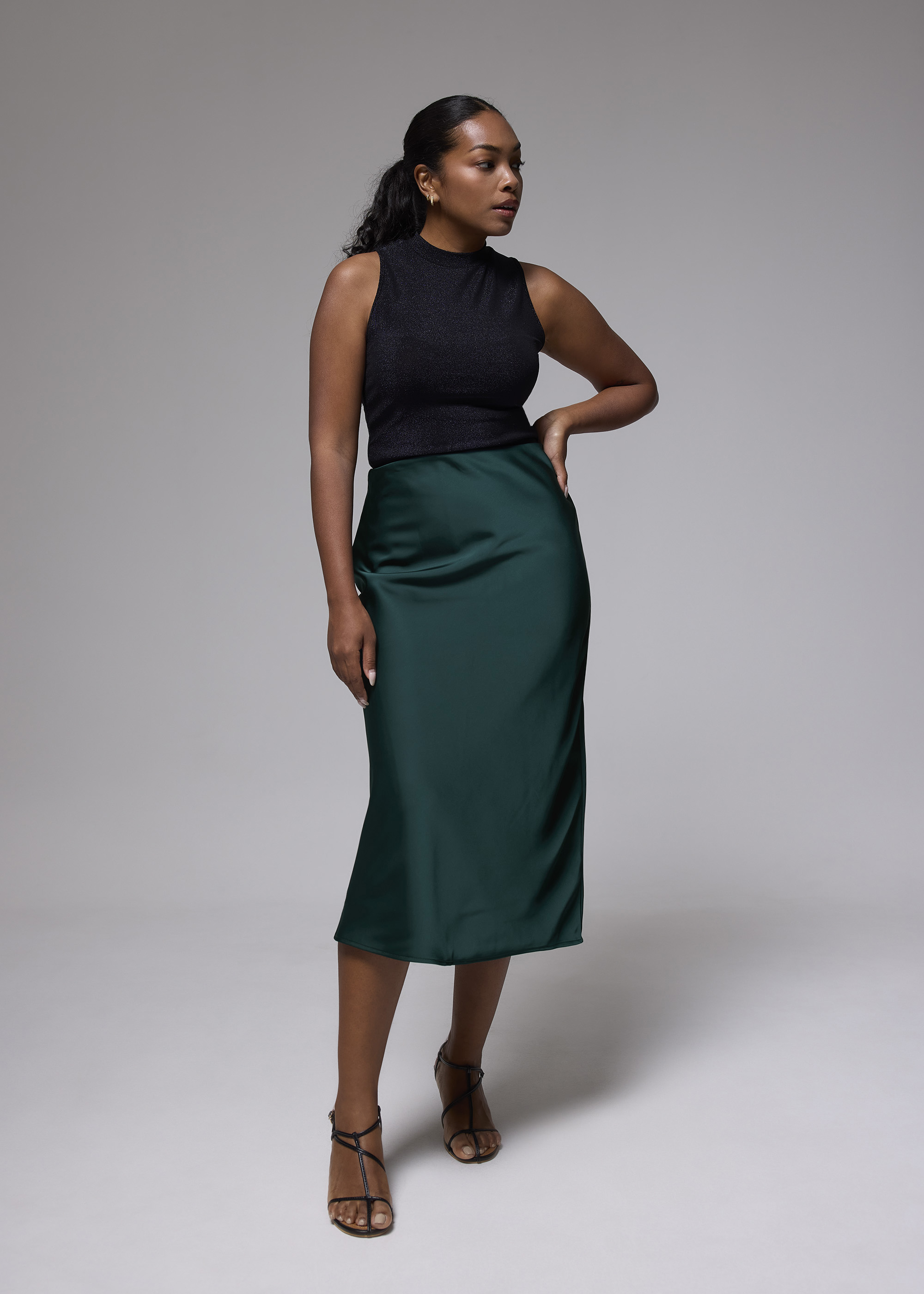 

Arii Elastic Satin Bias Cut Midaxi Skirt-338-XL