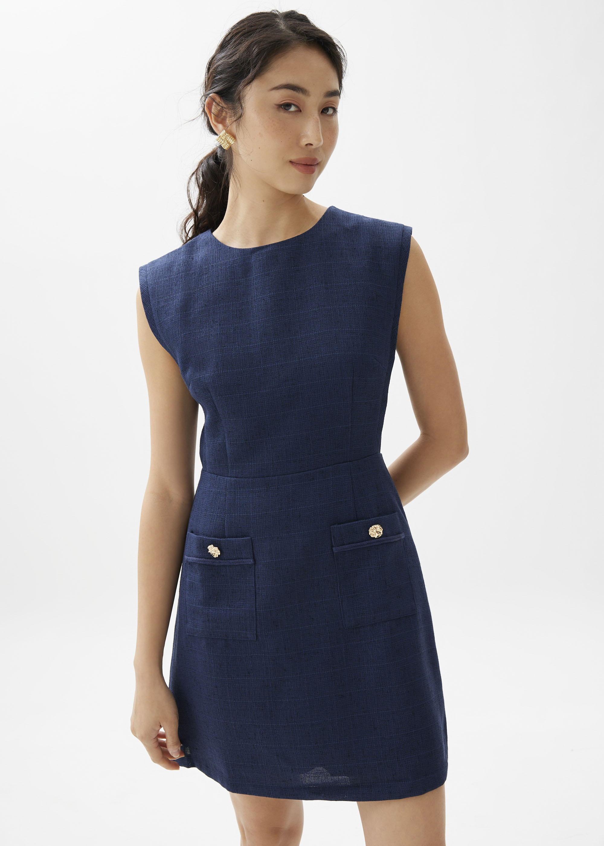 

Aria Tweed A-line Mini Dress-052-XXS