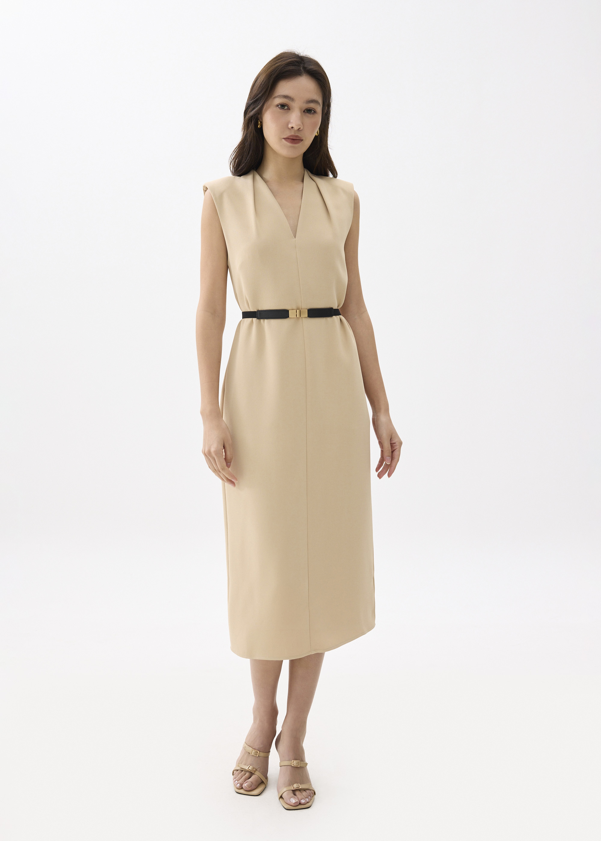 

Charlotte V-neck Column Midi Dress-082-S