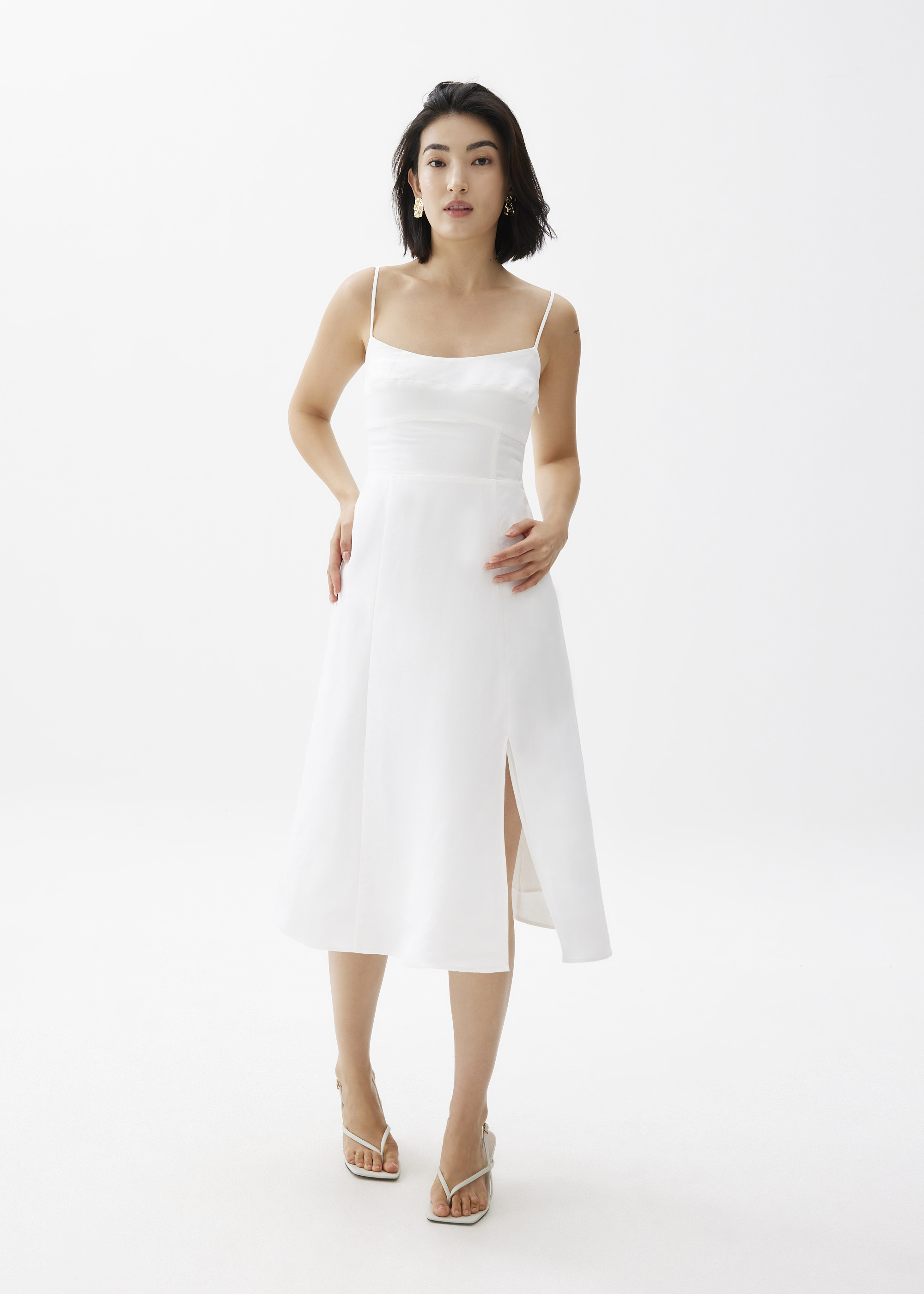 

Emi Linen Fit & Flare Midi Dress-031-M