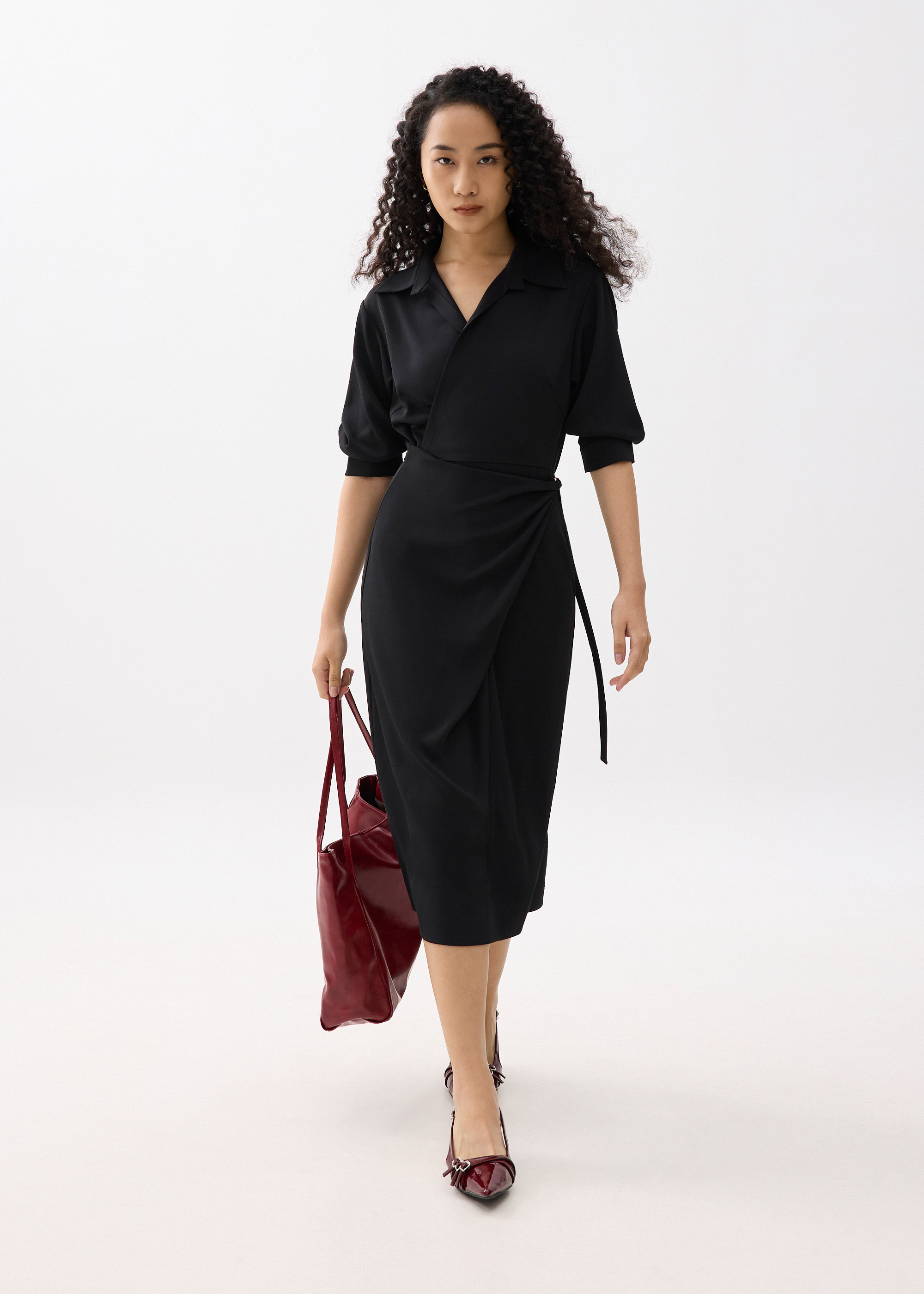

RuchedReady® Xiu Wrap Midi Dress-014-XXS