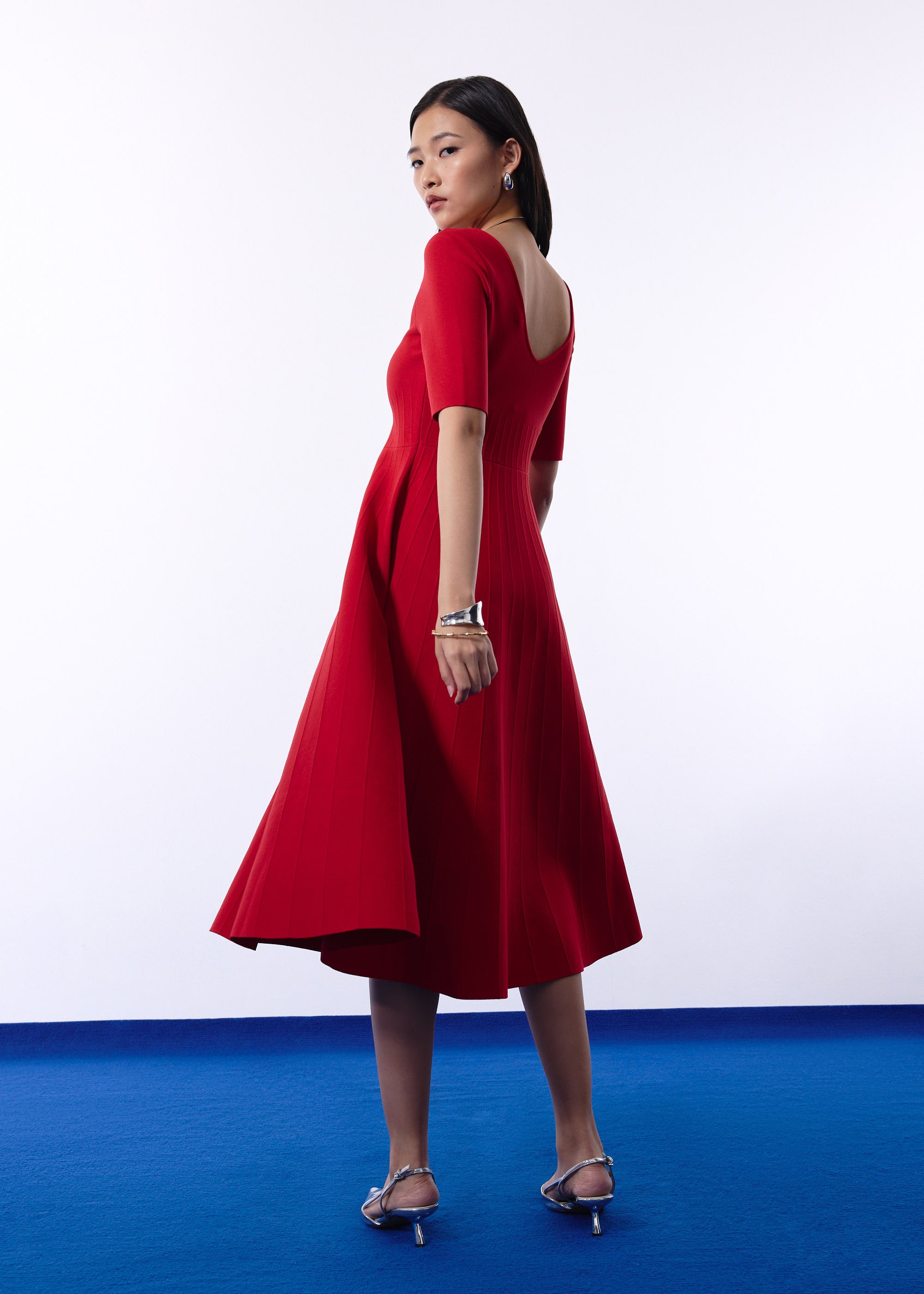 

Mutya Contour Knit Boat Neck Fit & Flare Midi Dress Love, Bonito