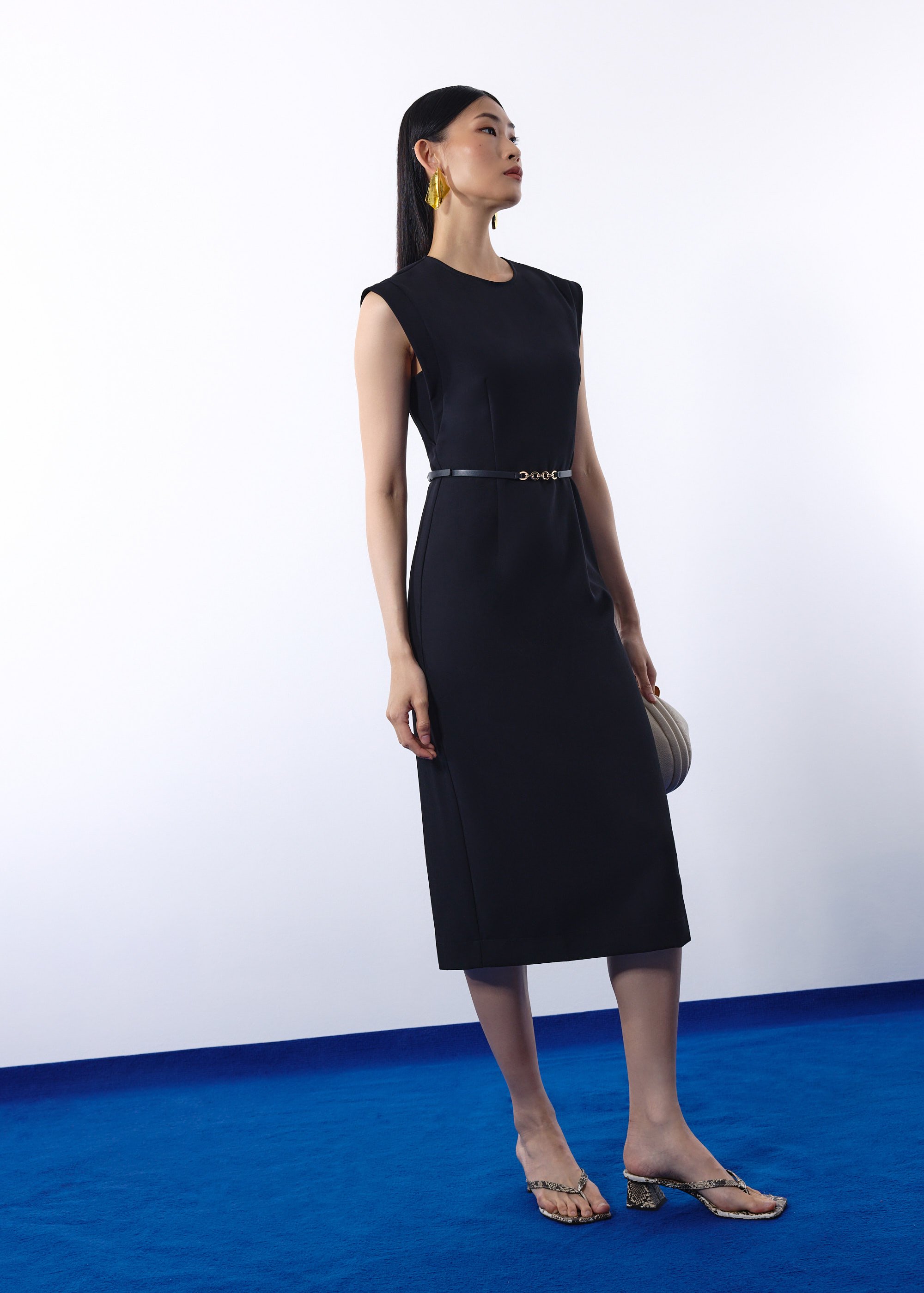 

Eika Panelled Cap Sleeve Column Midi Dress Love, Bonito