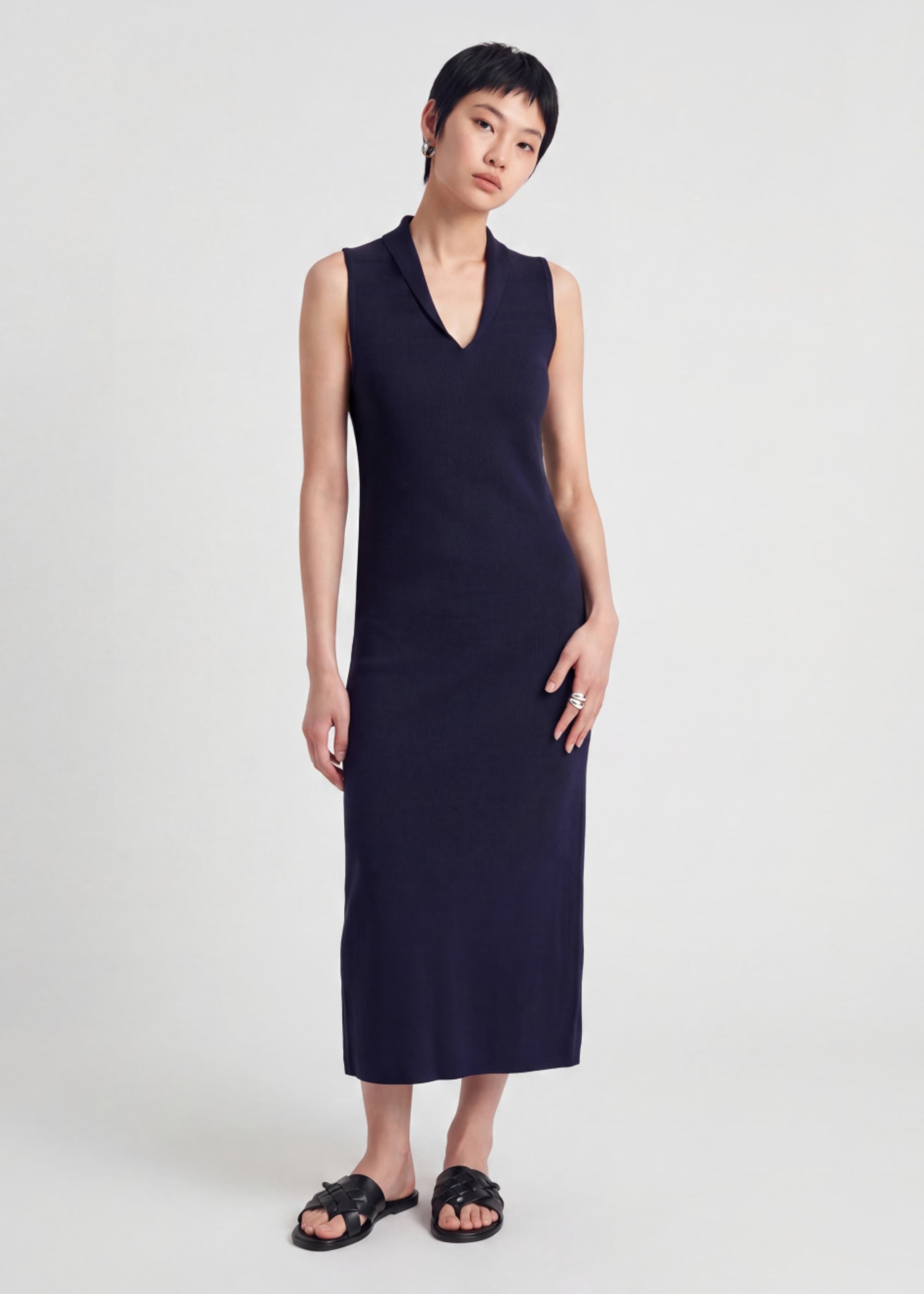 Knit Shawl Collar Dress Love, Bonito: retailer-supplied image