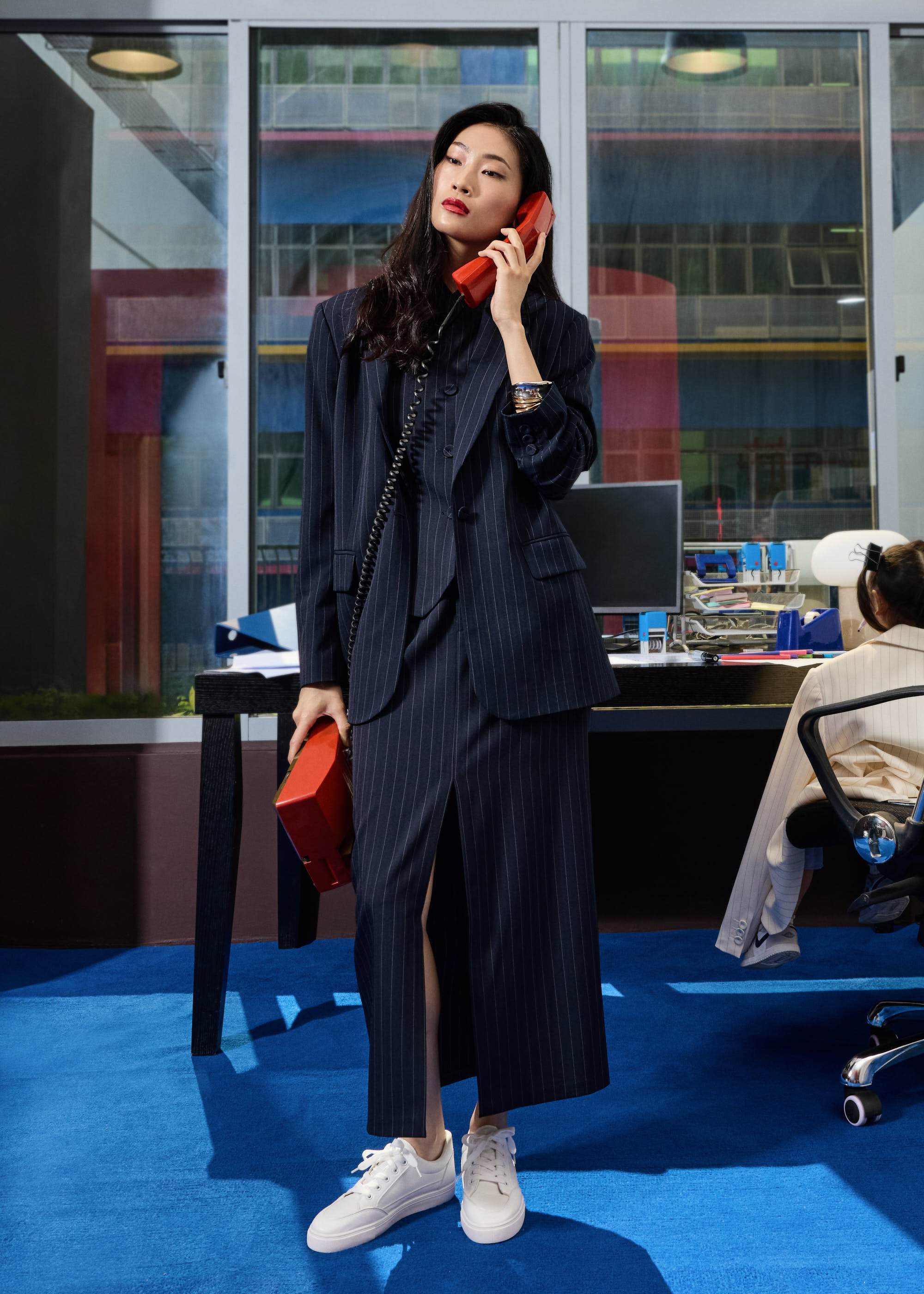 

RuchedReady® Rachel Pinstripe Adjustable Waist Blazer Love, Bonito