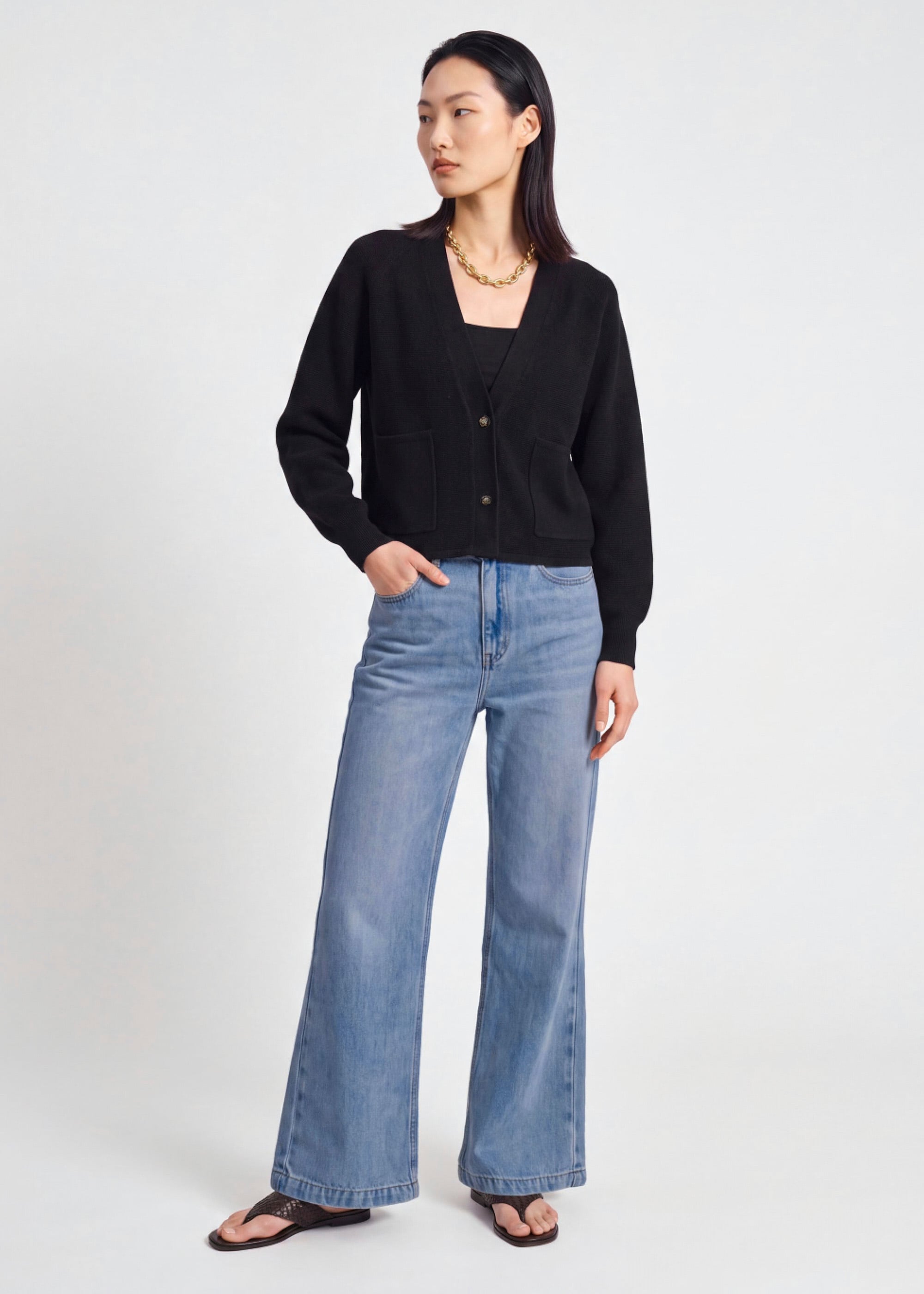 Priya Relaxed Classic Knit V-neck Cardigan Love, Bonito