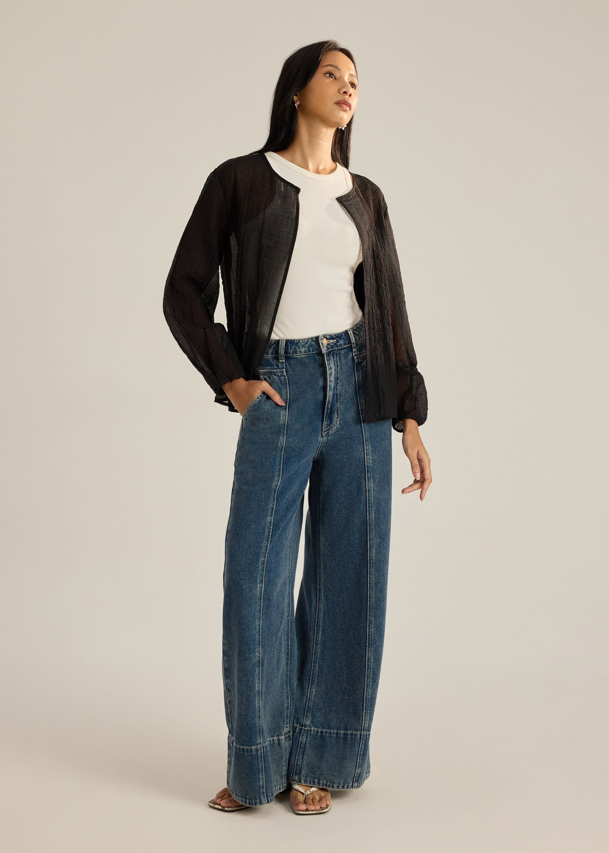 Viv RuchedReady® Sheer Textured Cardigan Love, Bonito: retailer-supplied image