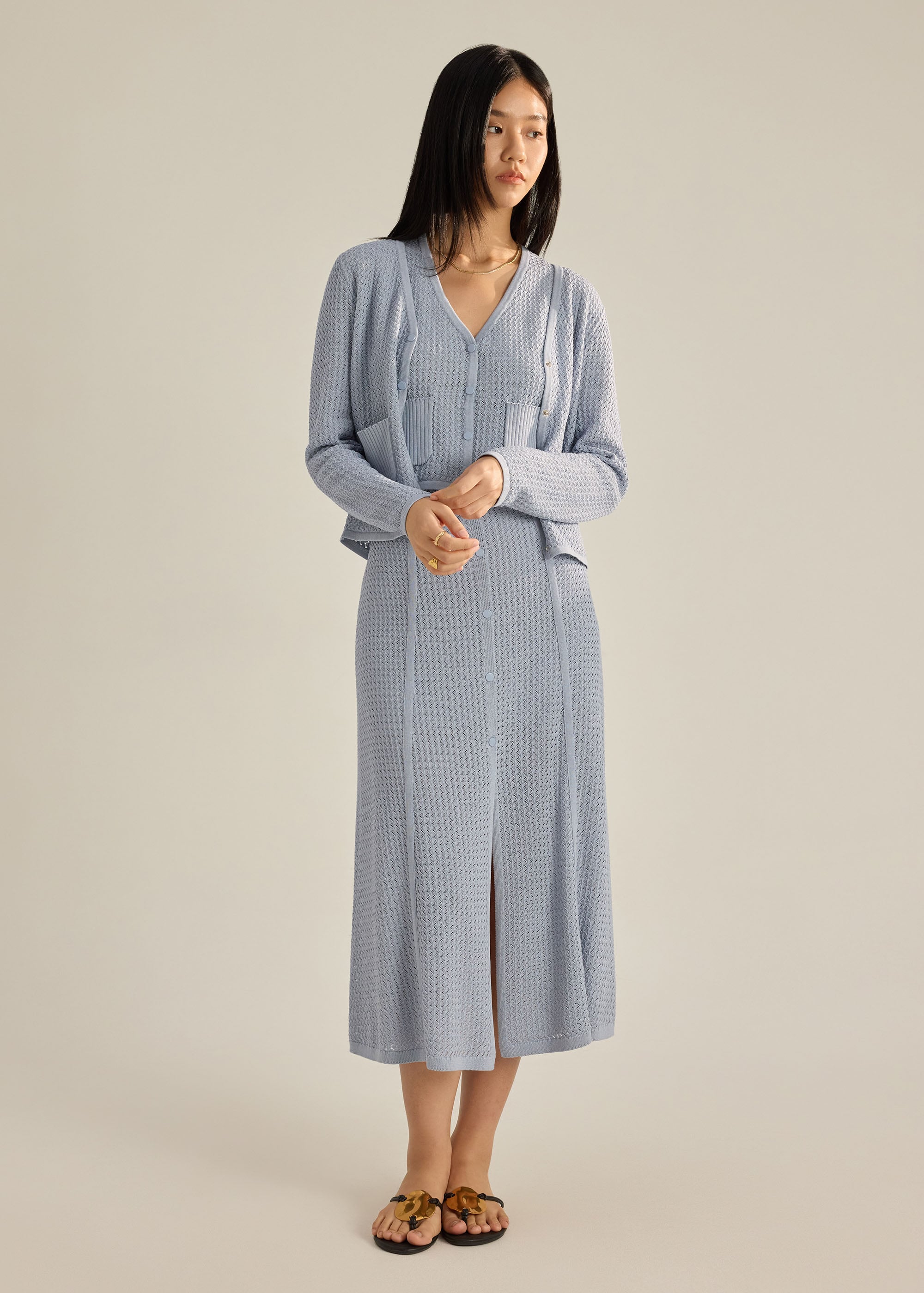 Trina Waffle Knit Boxy Cardigan Love, Bonito: retailer-supplied image
