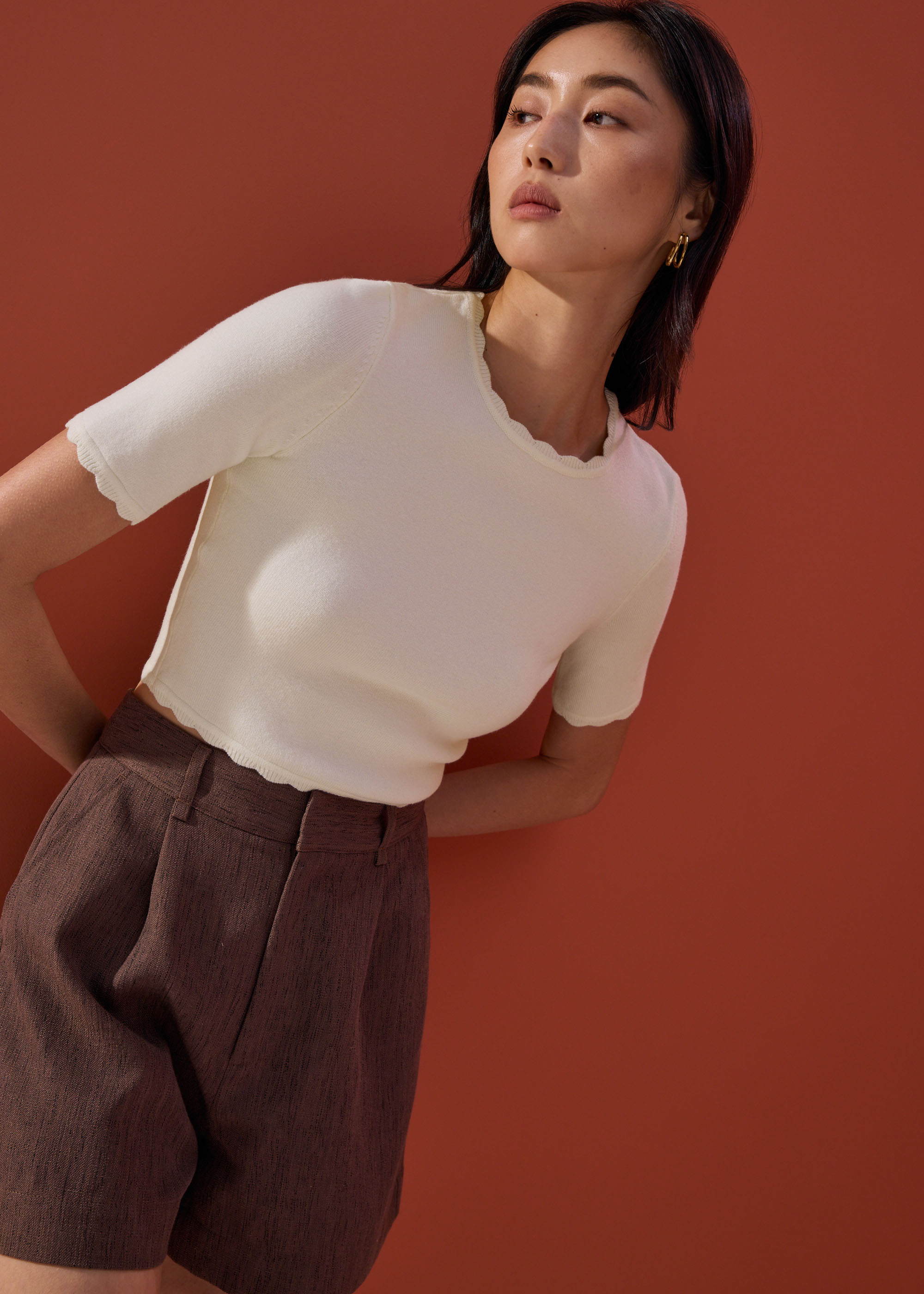 

Raisa Knit Scallop Edge Crop Top
