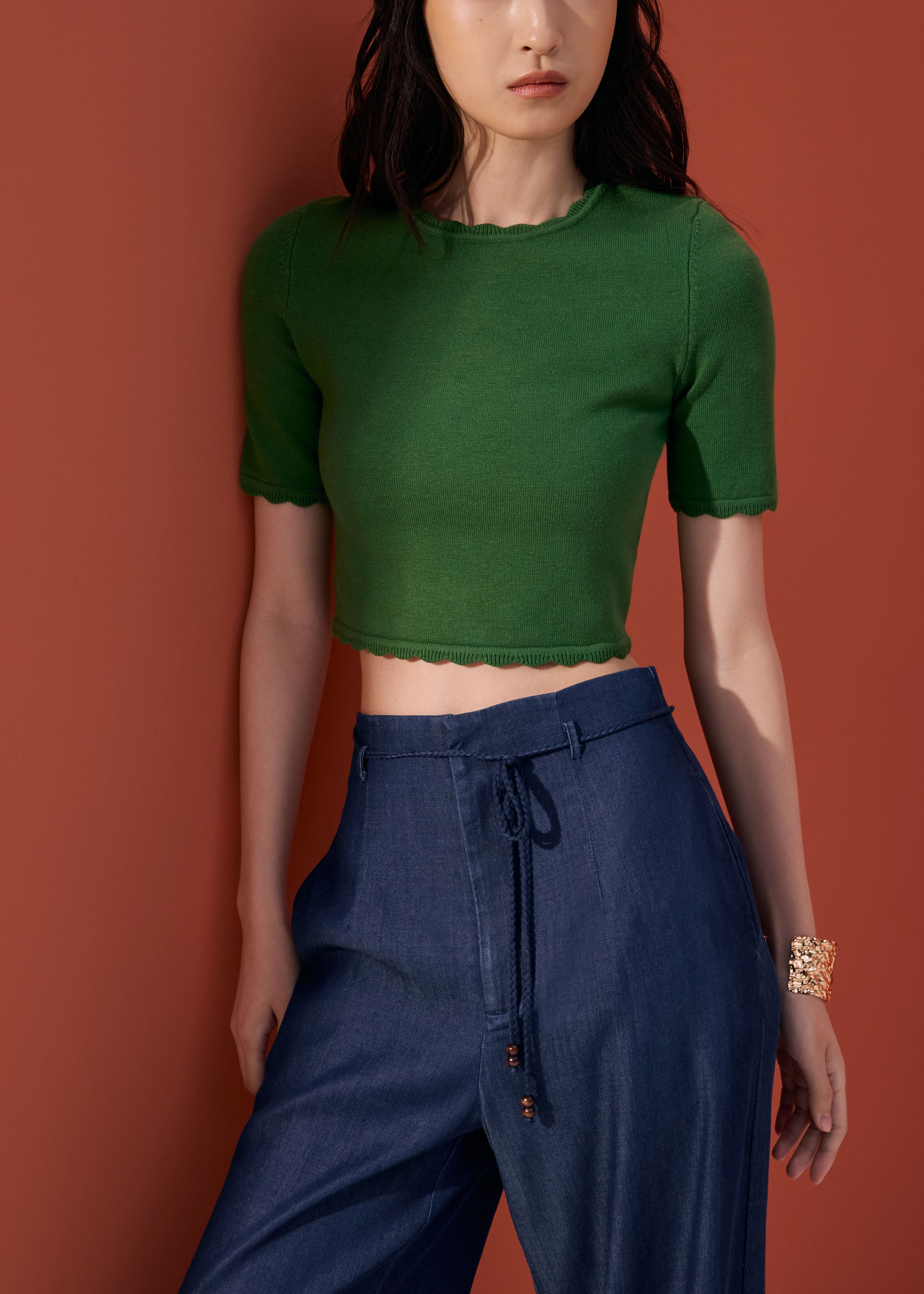 

Raisa Knit Scallop Edge Crop Top