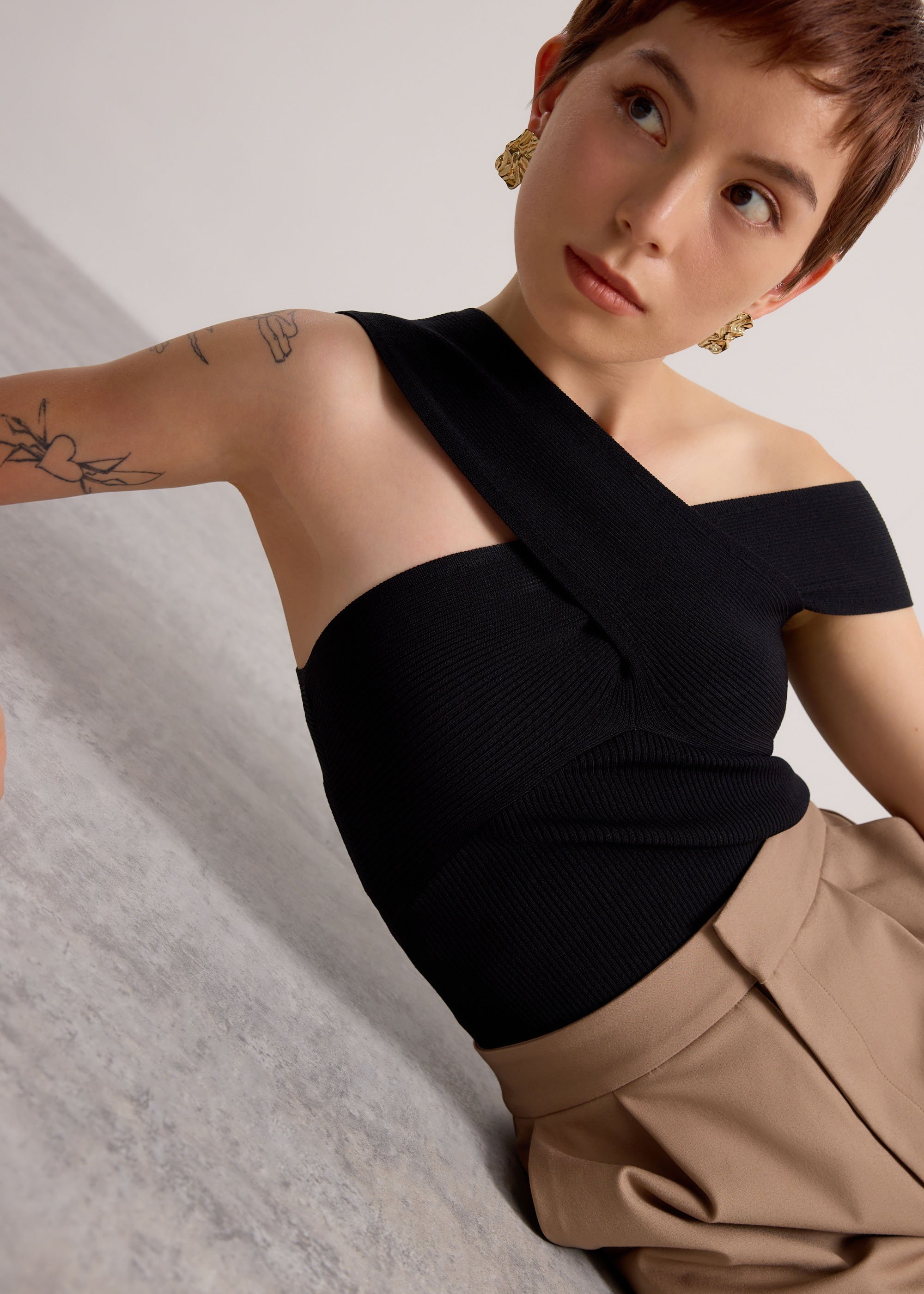 

Aditi Multi-way Cross Over Knit Top Love, Bonito