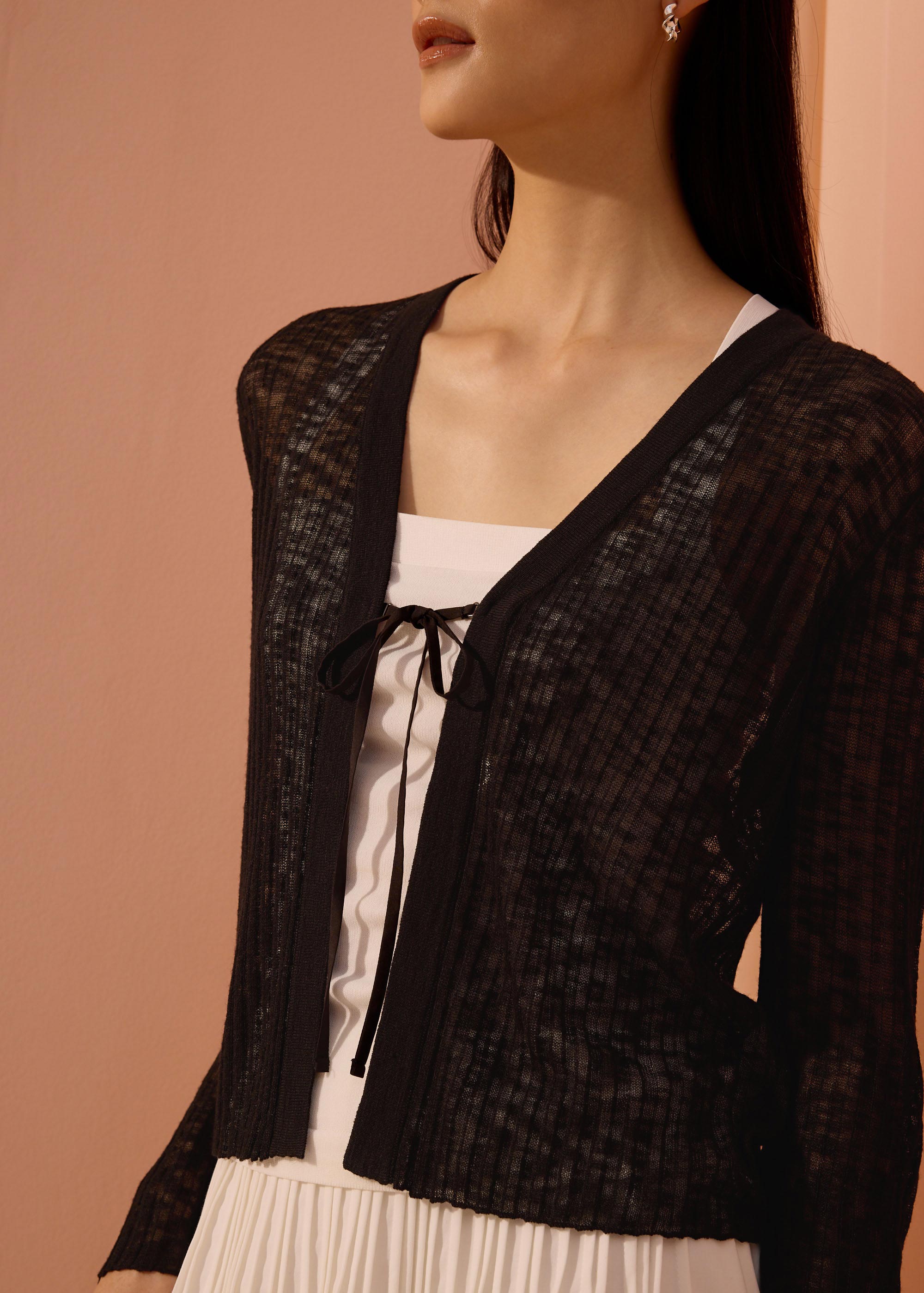 

Myeong Sheer Front Tie Cardigan