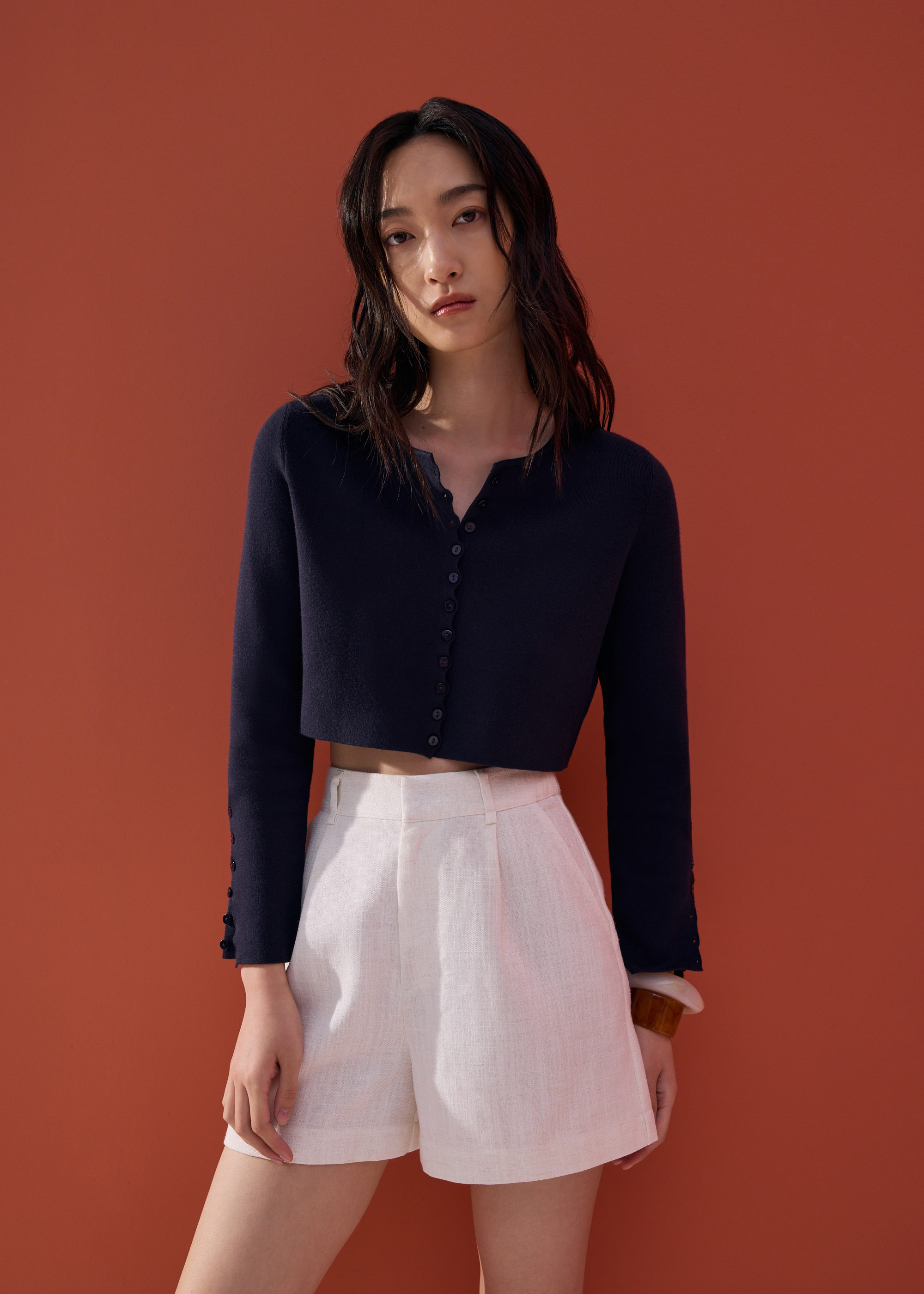 

Malee Boxy Knit Scallop Edge Cardigan