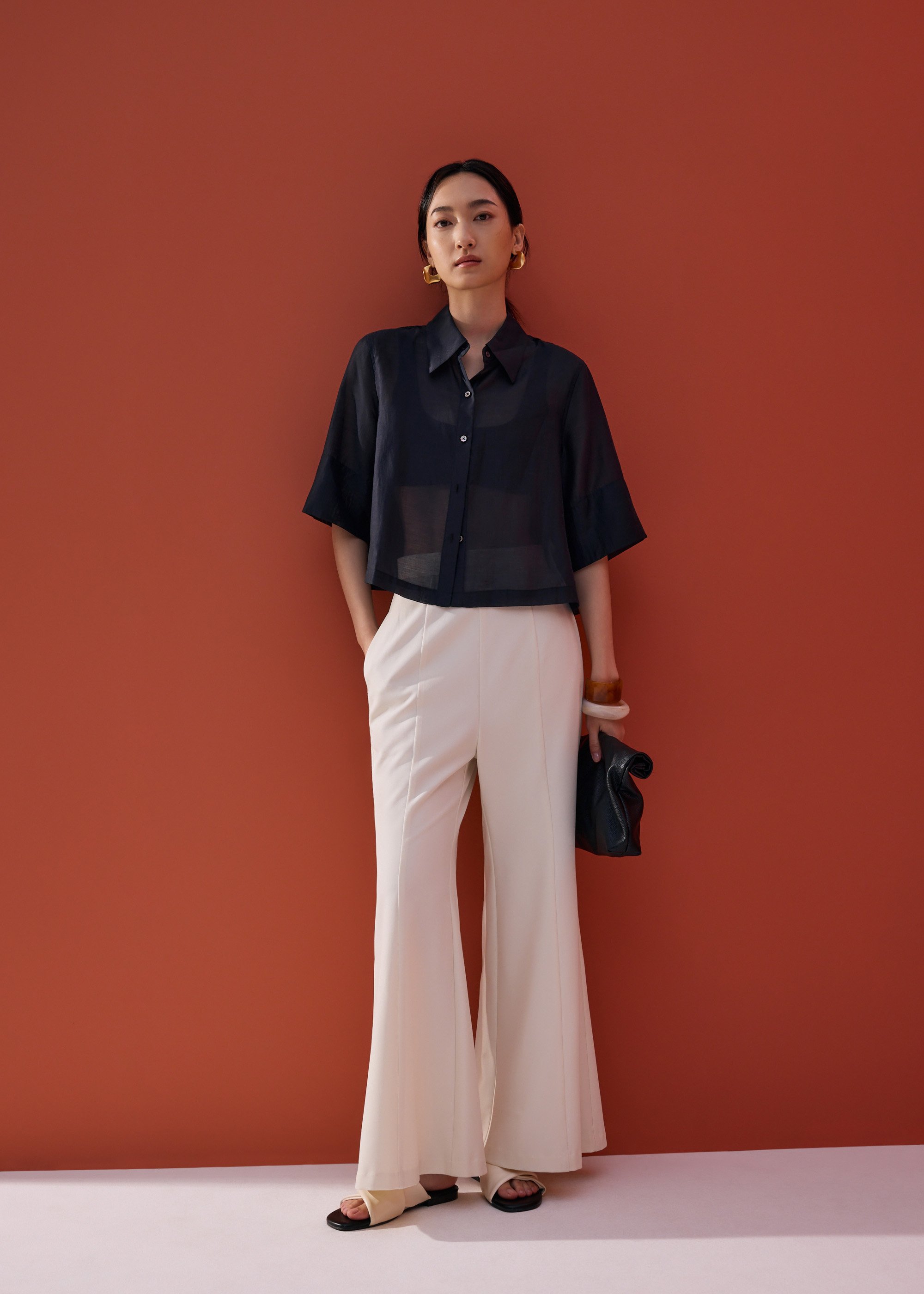 

Sheer Boxy Button Down Crop Shirt Love, Bonito