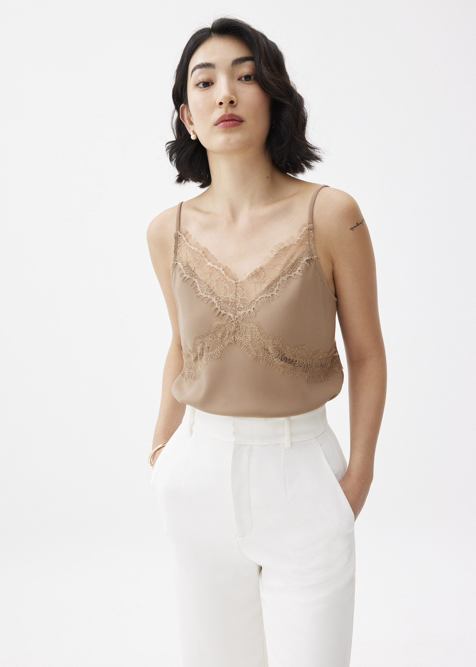 

Lace Cut Out Camisole Top-043-M
