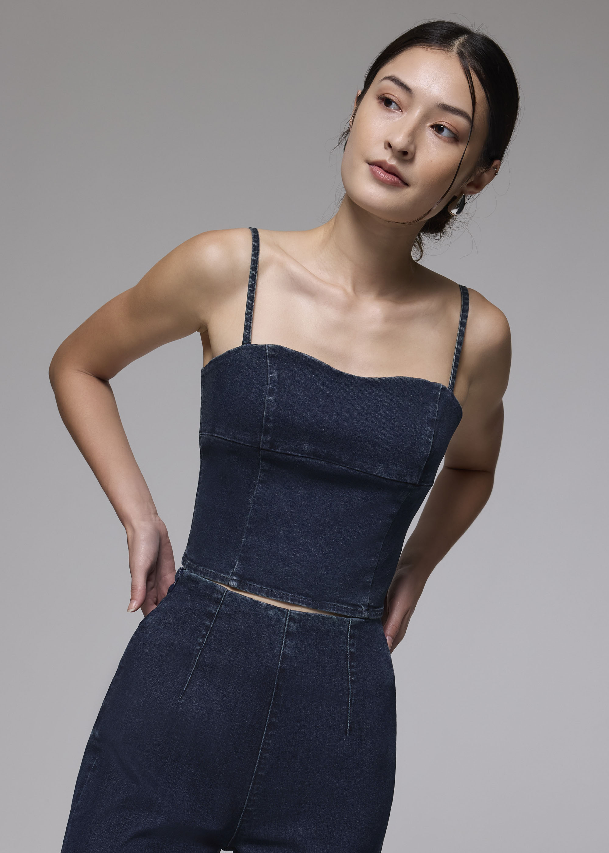 

Denim Bustier Crop Camisole Top-239-M