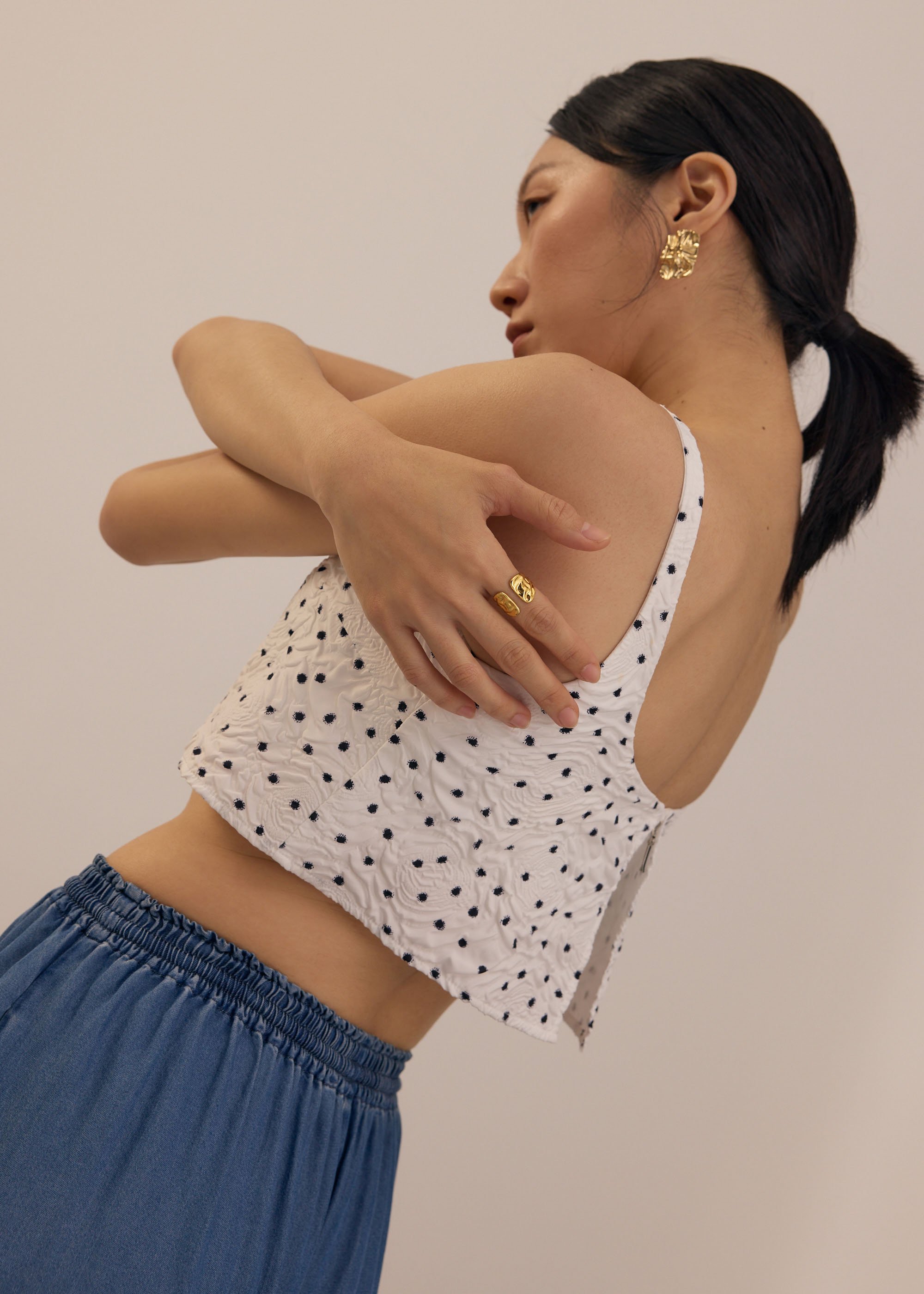 

Padded Crinkled Polka Dot Crop Camisole Top Love, Bonito