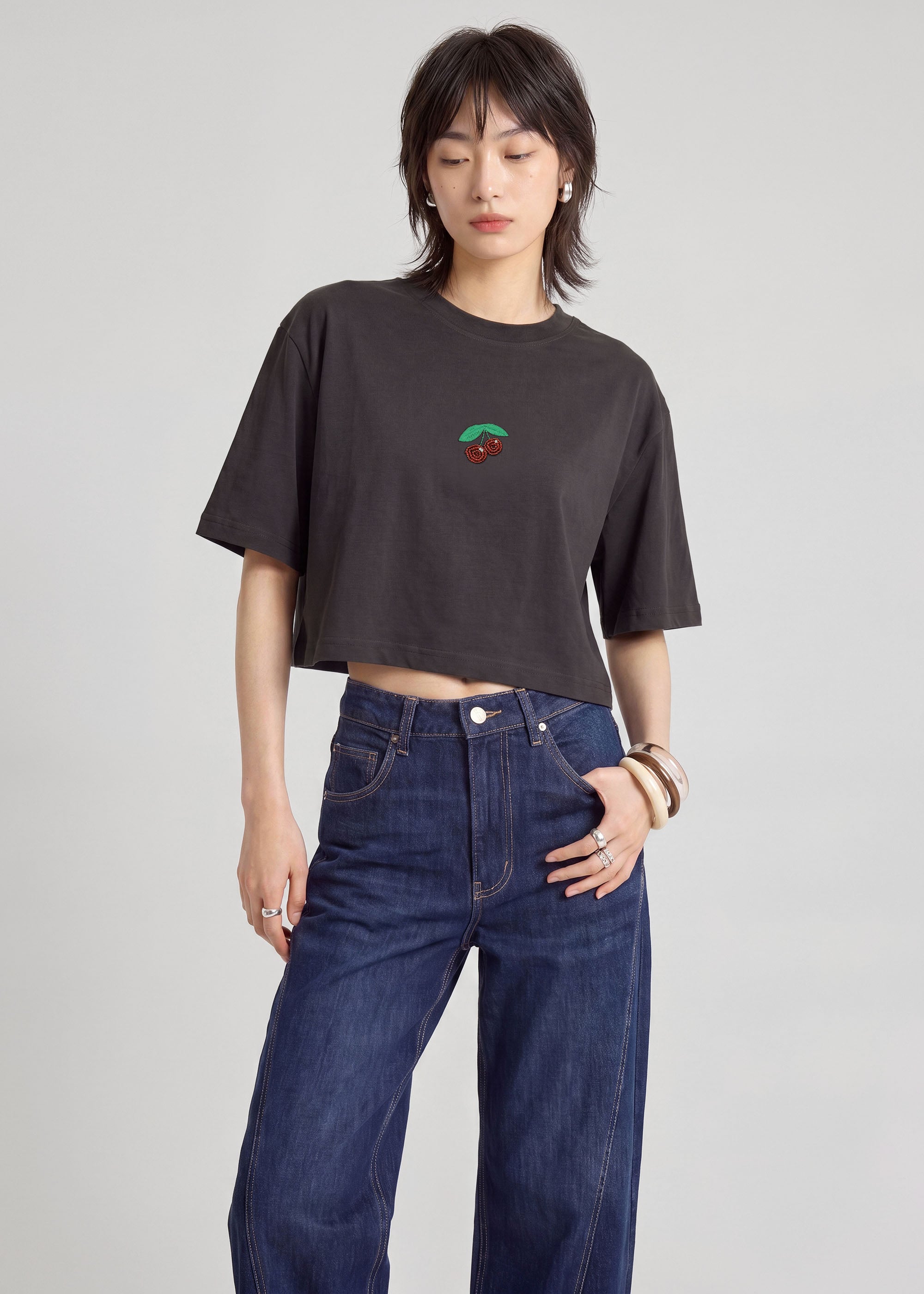 Cotton Embellished Tee Love, Bonito: retailer-supplied image