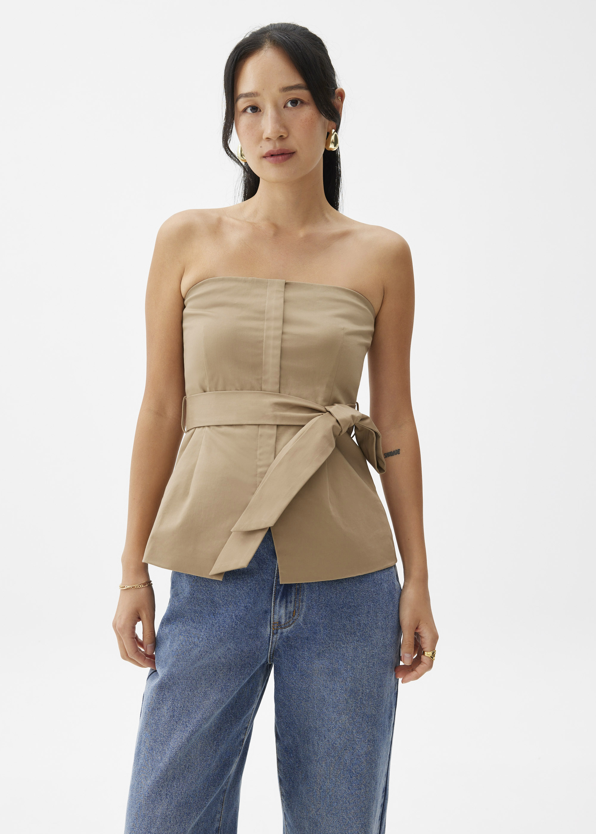 

Cotton Belted Tube Top-124-M