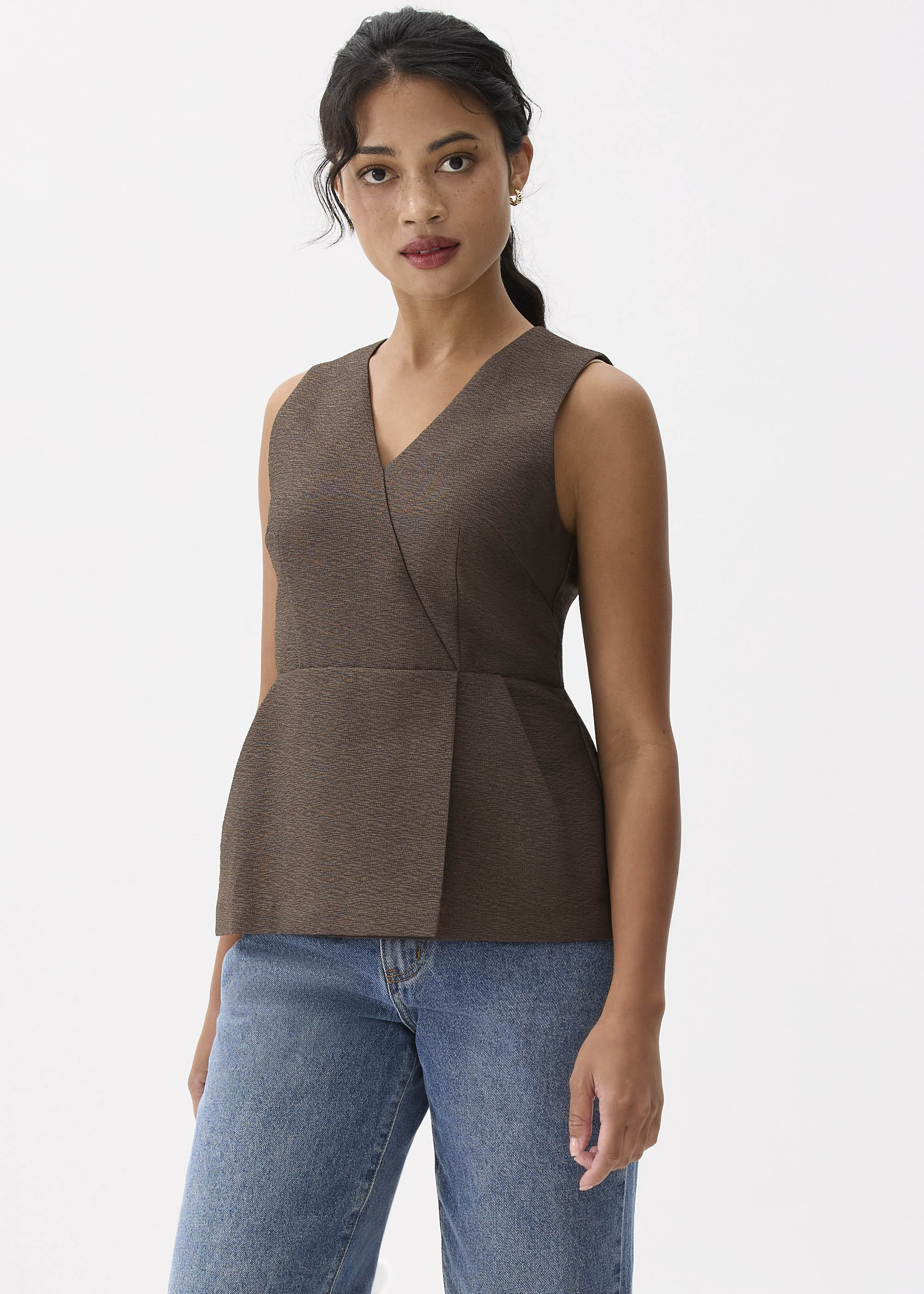 

V-neck Peplum Wrap Top-273-M