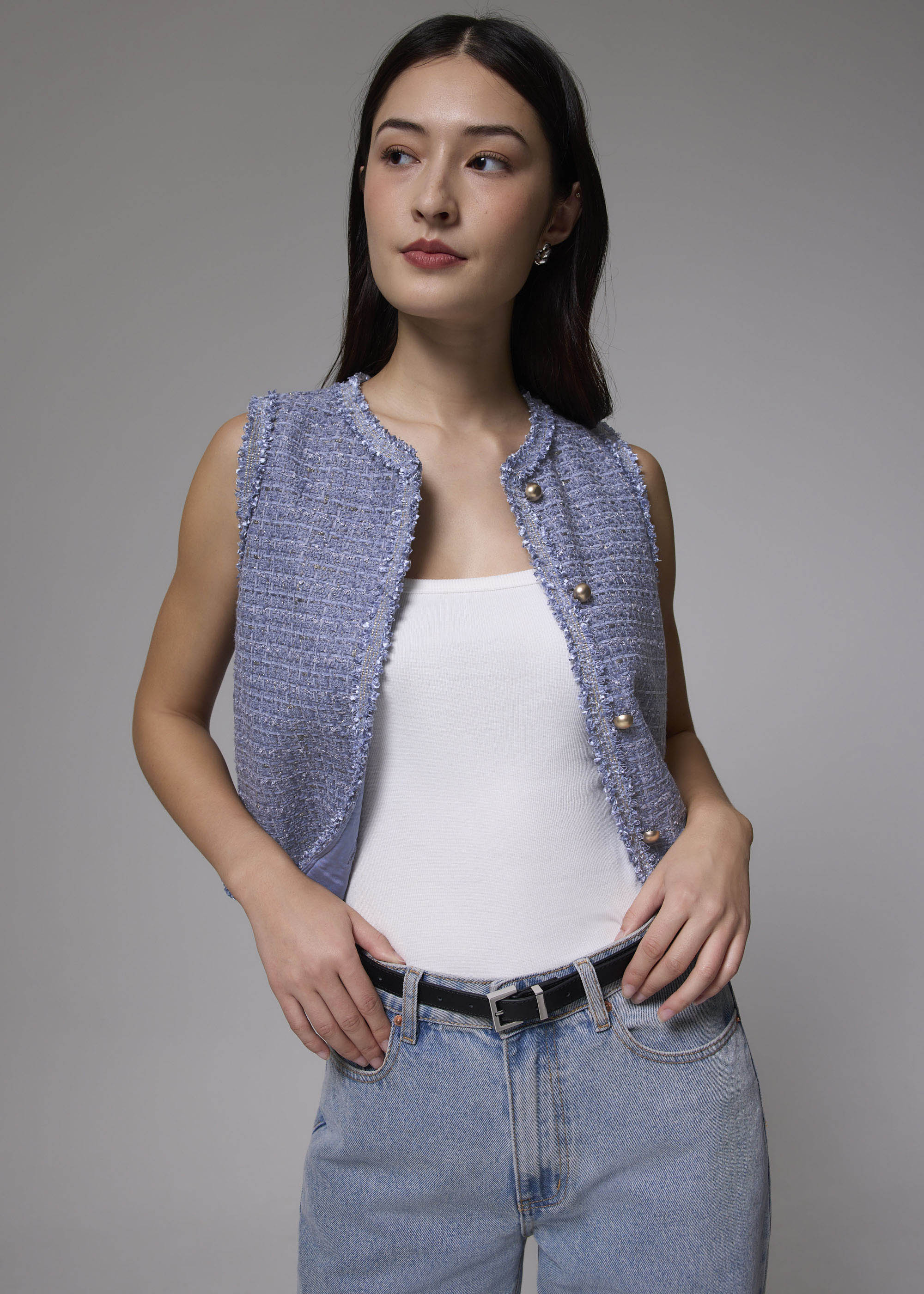 

Tweed Boxy Crop Vest-166-L