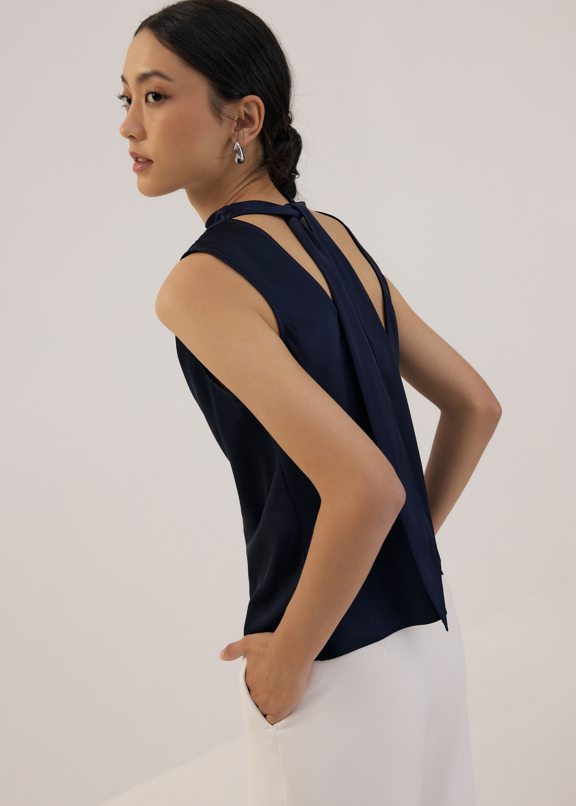 

Satin Mock Neck Top